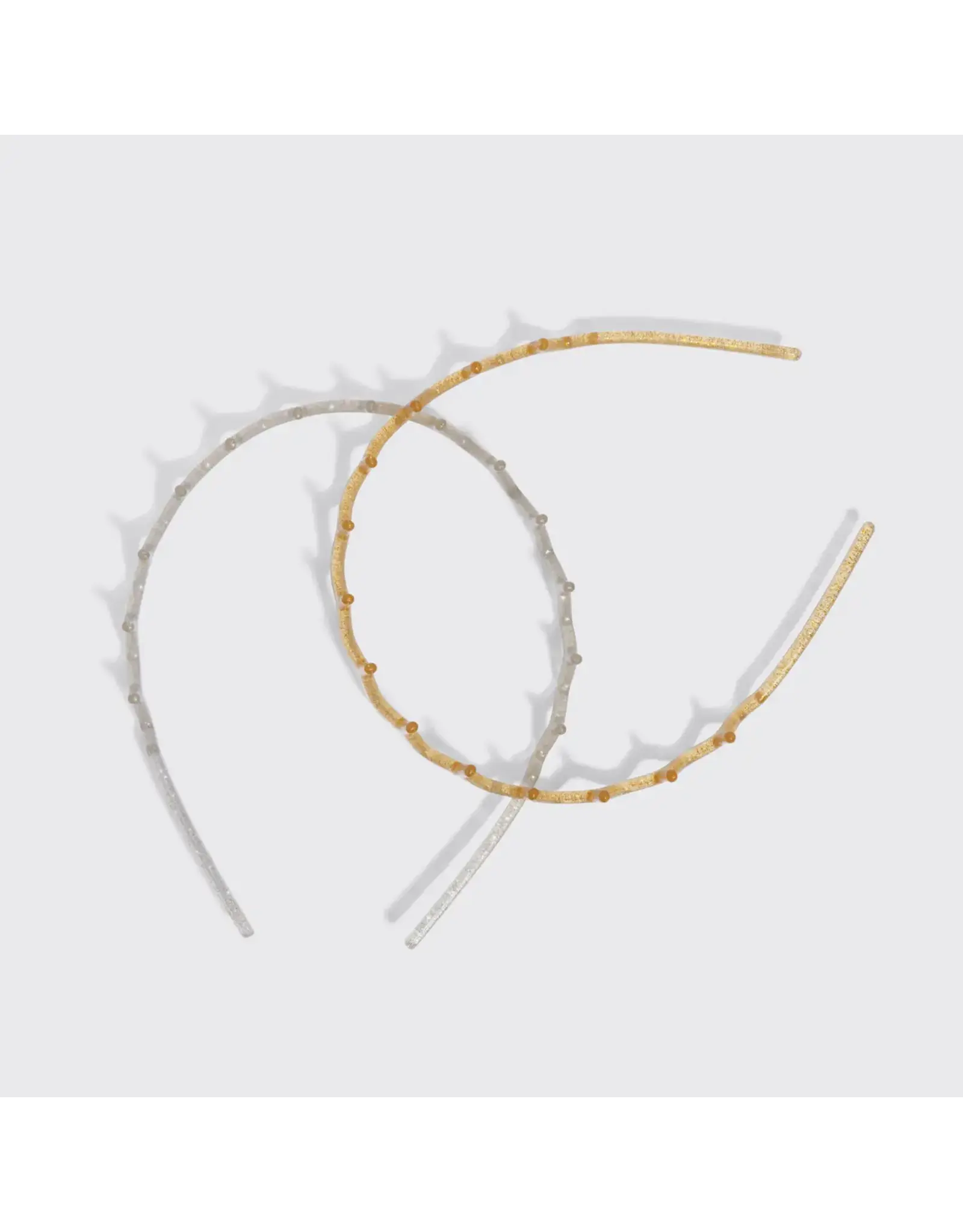 Recycled Plastic Zigzag Headbands, Gold/ Silver 2pc Set