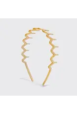 Recycled Plastic Zigzag Headbands, Gold/ Silver 2pc Set
