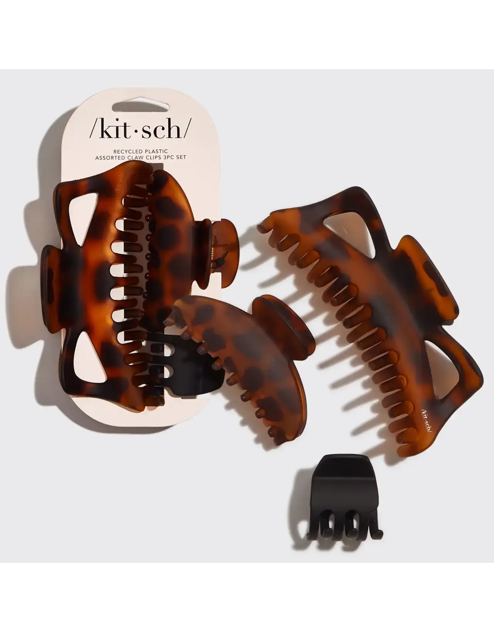 Recycled Plastic Assorted Claw Clips, Jumbo 3pc Set