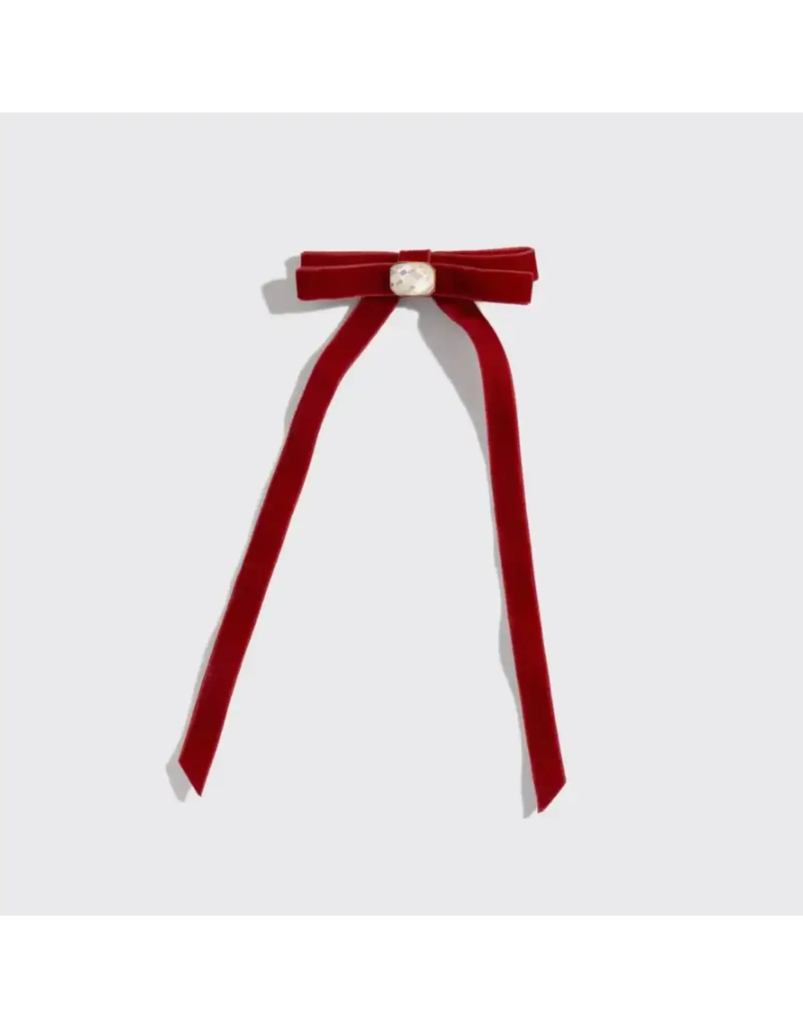 Velvet & Gemstone Bow Hair Clip