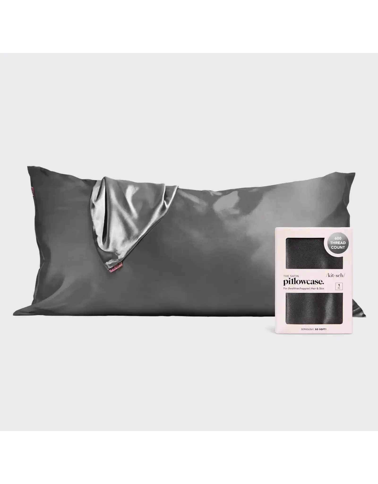 Satin Pillowcase, Charcoal - King