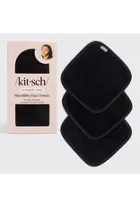 Microfibre Face Towels, Black 3pc Set