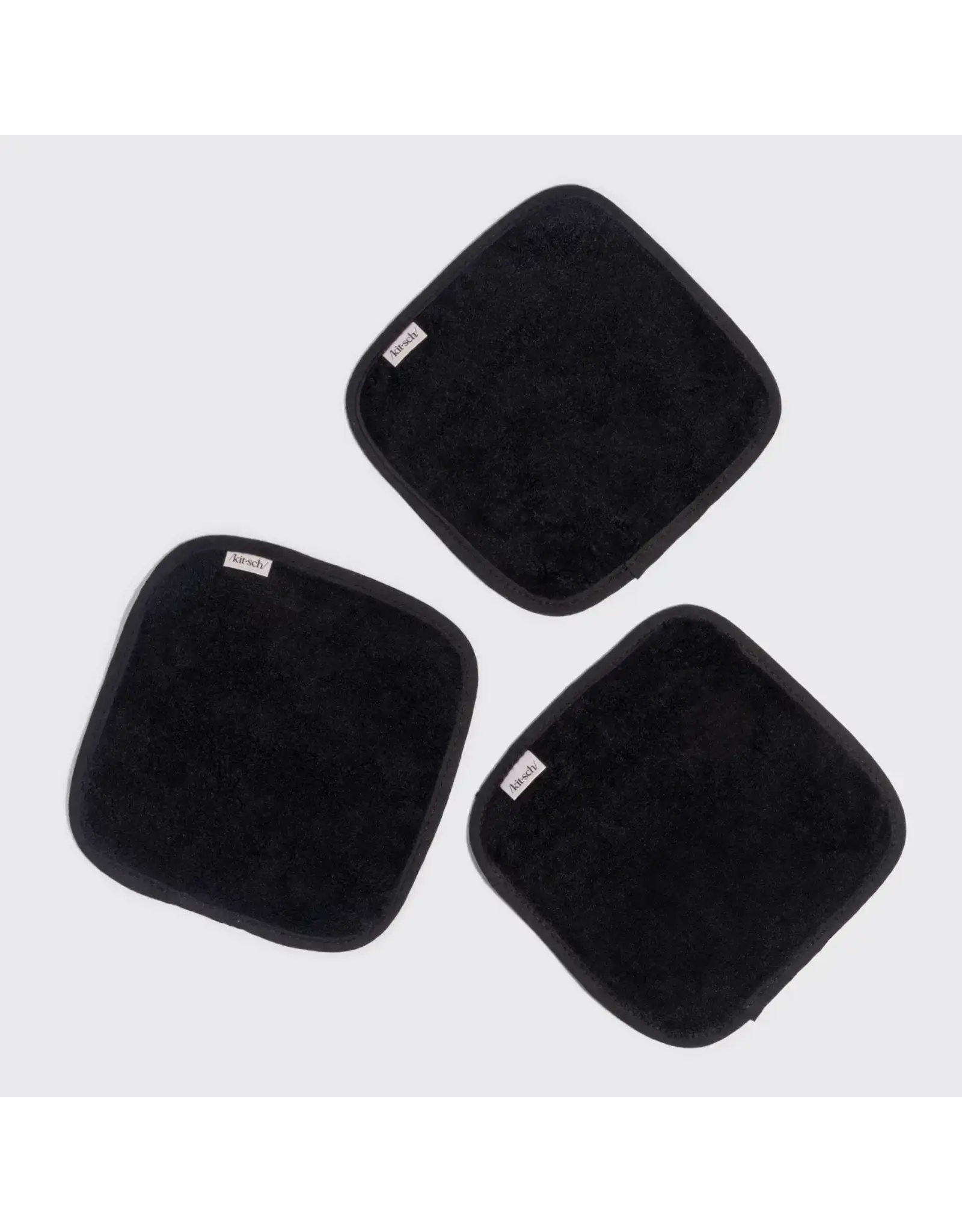 Microfibre Face Towels, Black 3pc Set