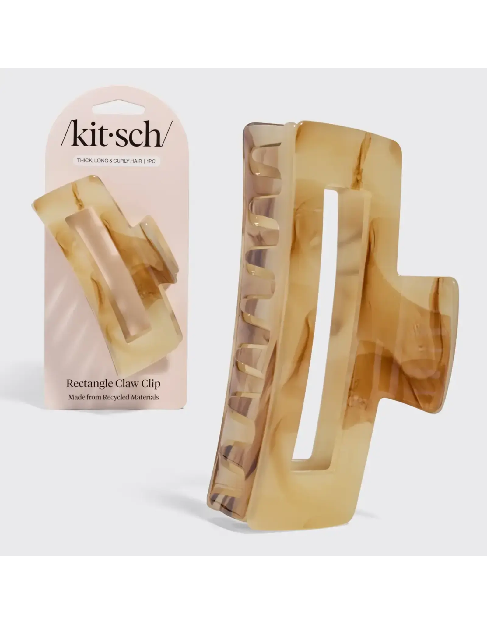 Recycled Plastic Jumbo Open Shape Claw Clip, Chocolate Marble