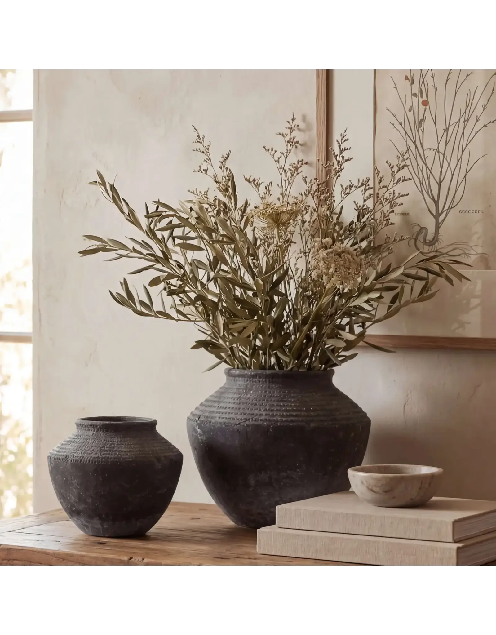 Terracotta Vase, Wide Body with Ridged Neck - Kaela l Medium