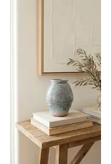 Ceramic Vase, Vintage Style, Smoky Blue Crackle - Ardea l Medium