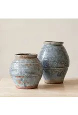 Ceramic Vase, Vintage Style, Smoky Blue Crackle - Ardea l Large