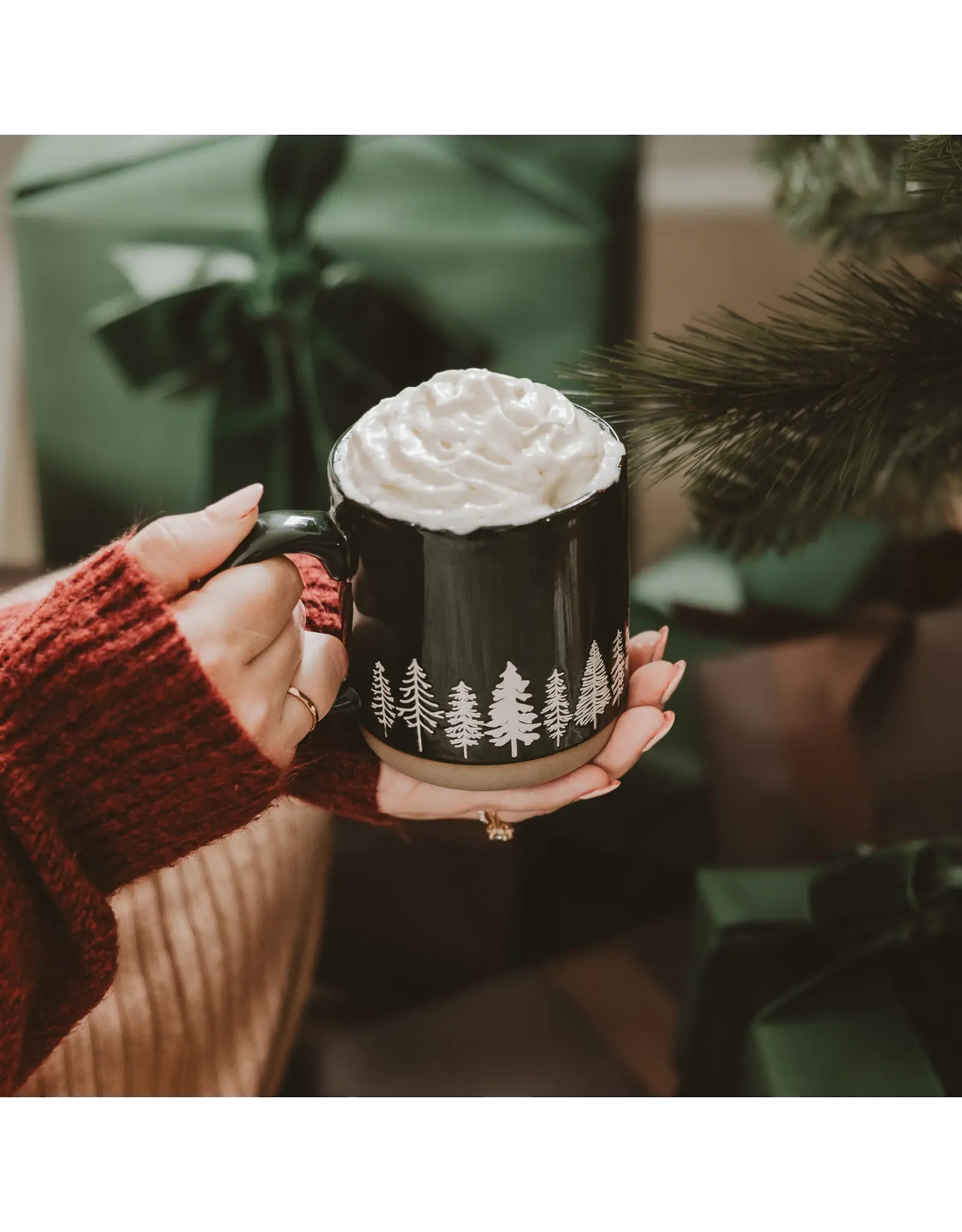 Pine Trees Stoneware Coffee Mug