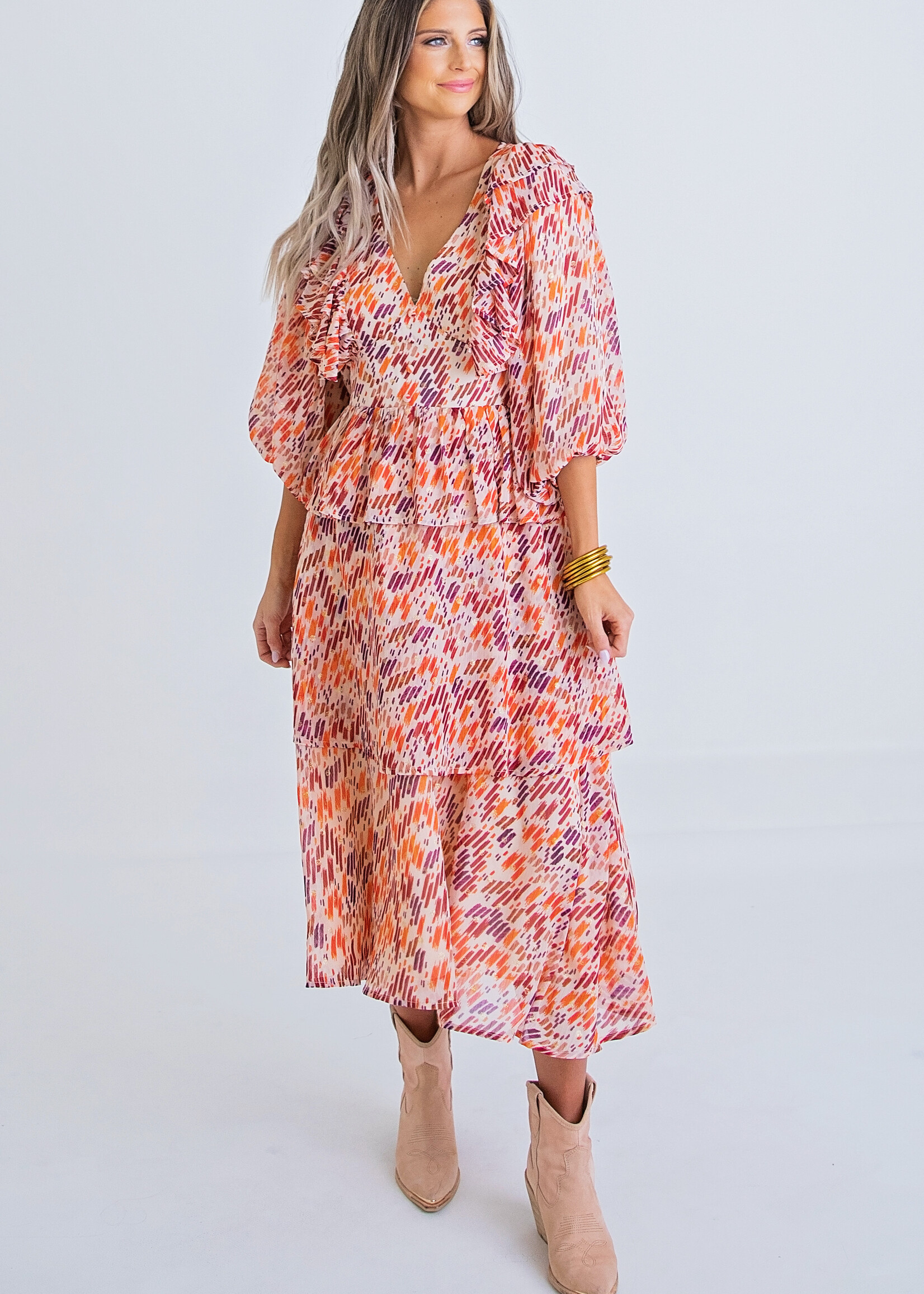 Karlie Karlie Abstract Ruffle Midi