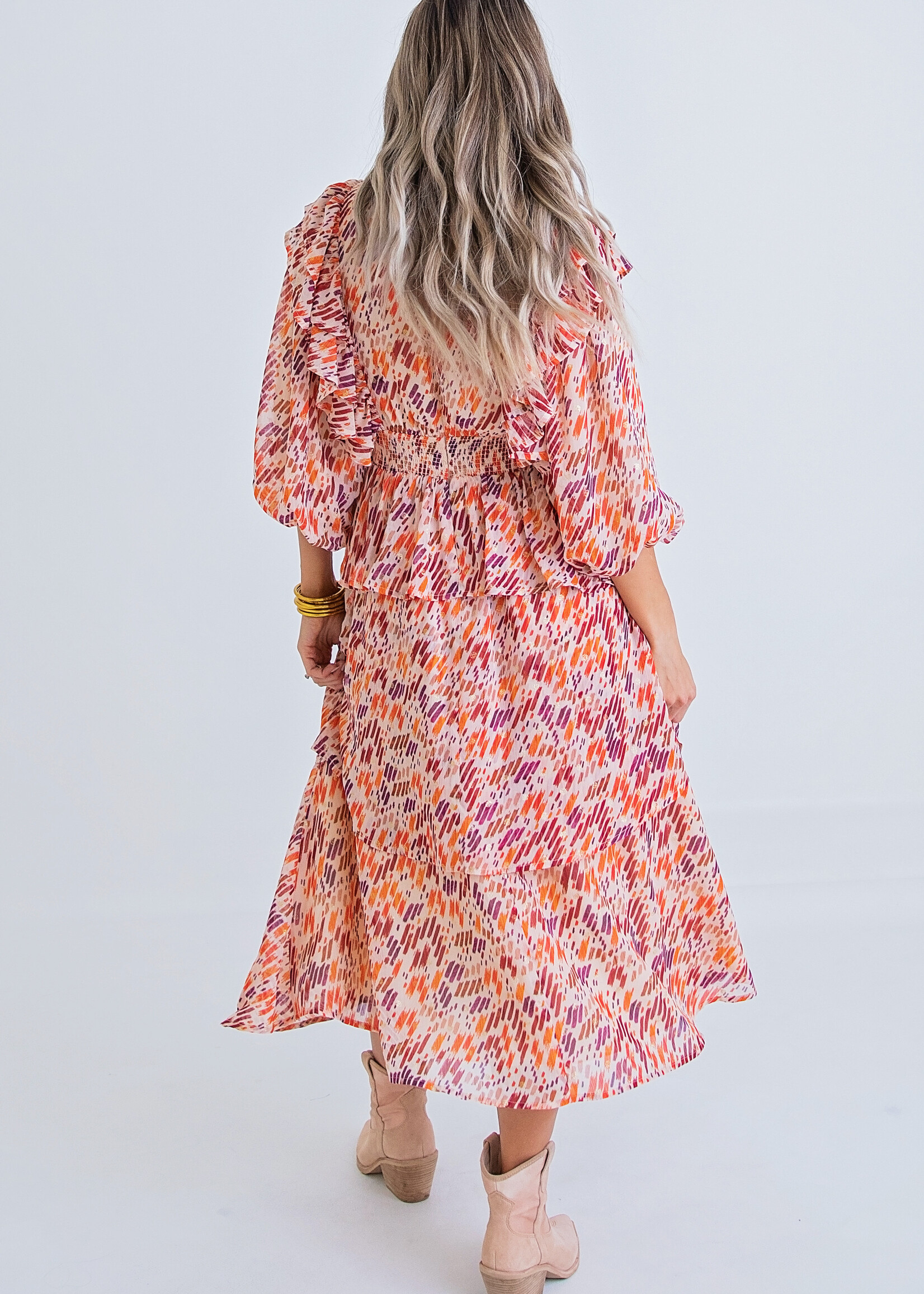 Karlie Karlie Abstract Ruffle Midi