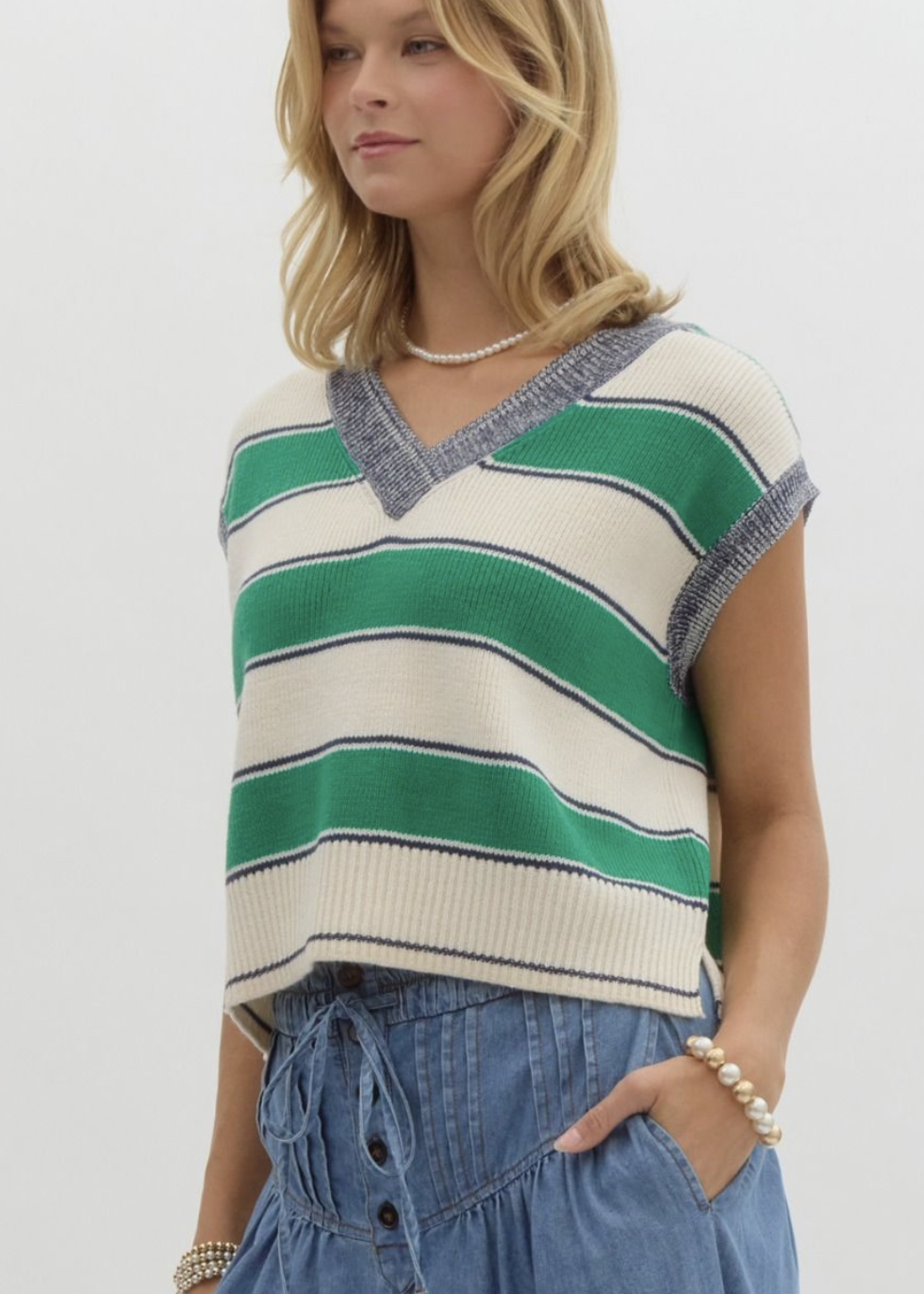 ETO ETO Striped Slvlss Sweater