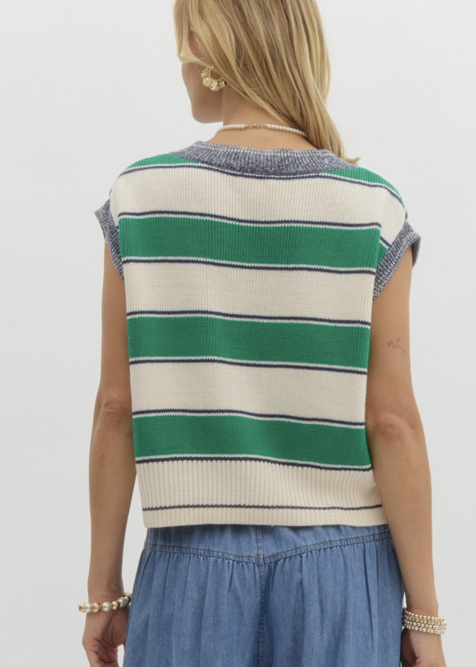 ETO ETO Striped Slvlss Sweater