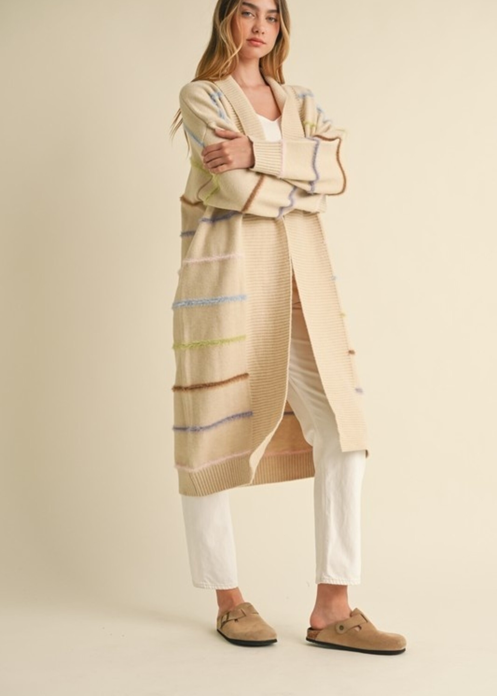 MBL MBL Stripe Knit Midi Cardigan