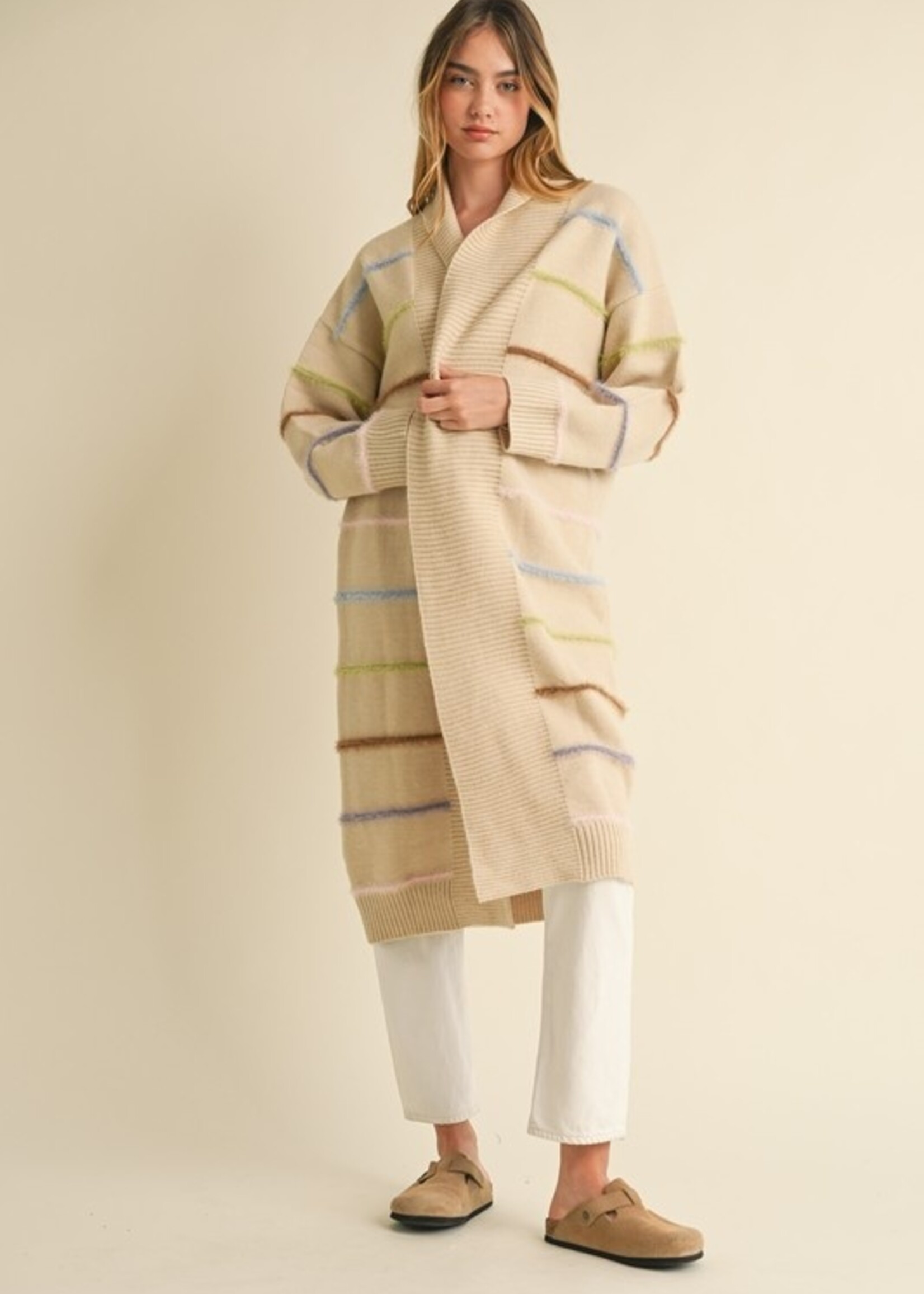 MBL MBL Stripe Knit Midi Cardigan