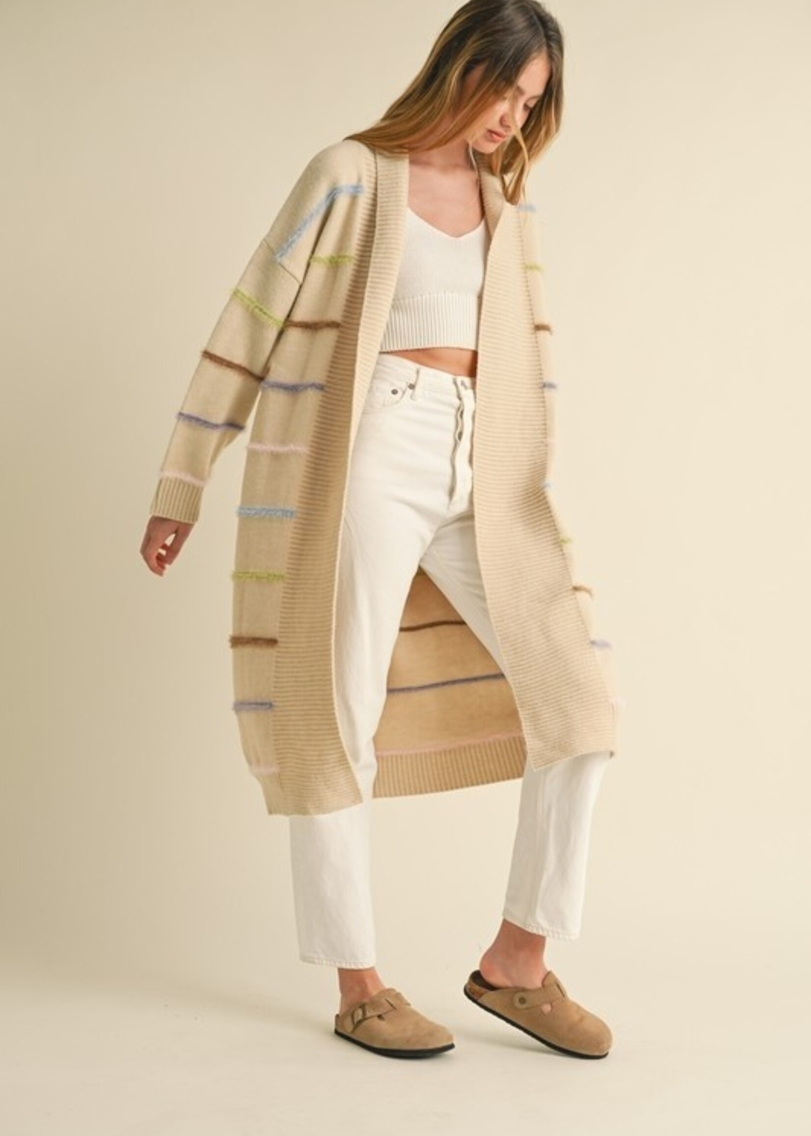 MBL MBL Stripe Knit Midi Cardigan