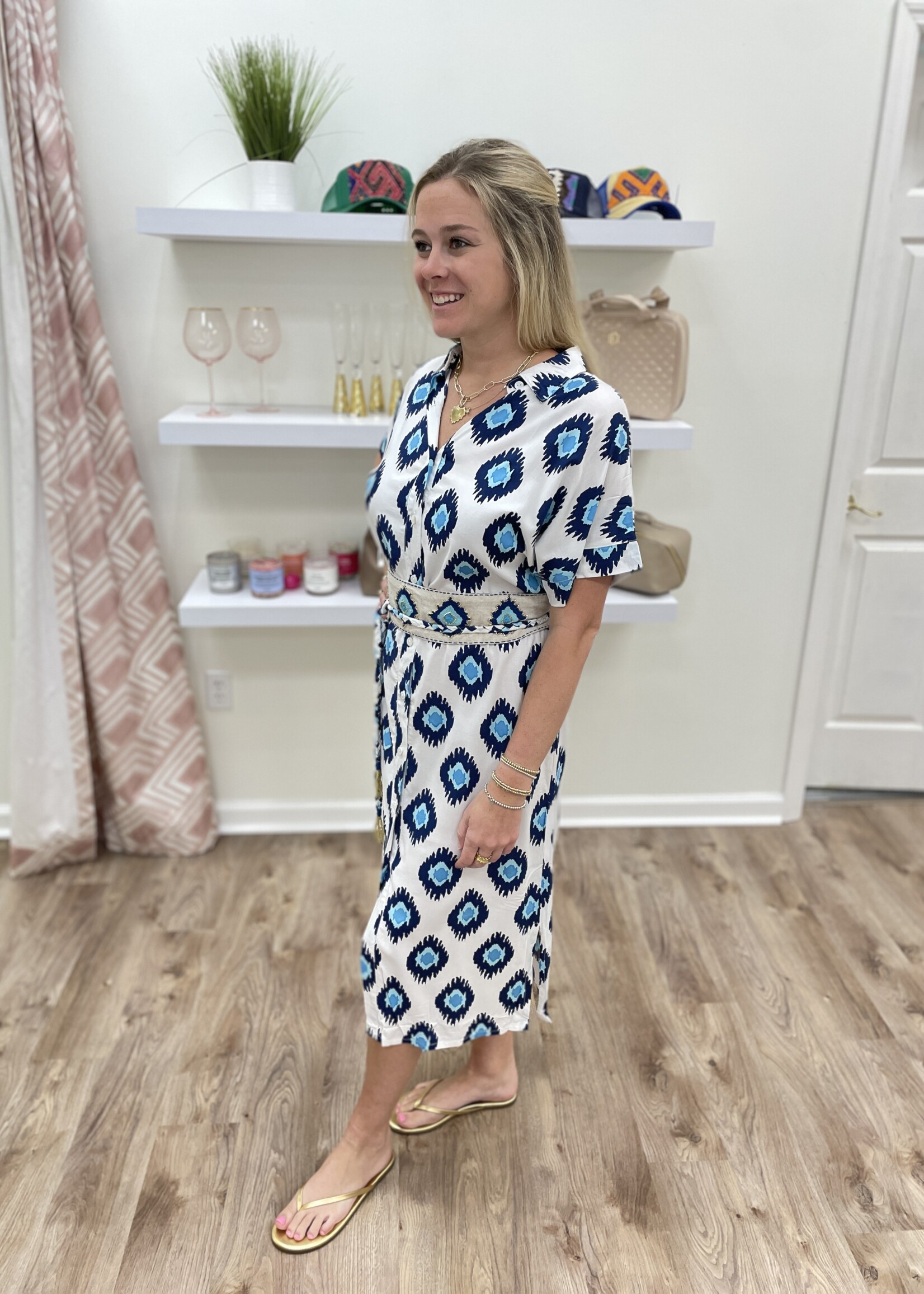 Skemo Skemo Ikat Dye Shirt Dress