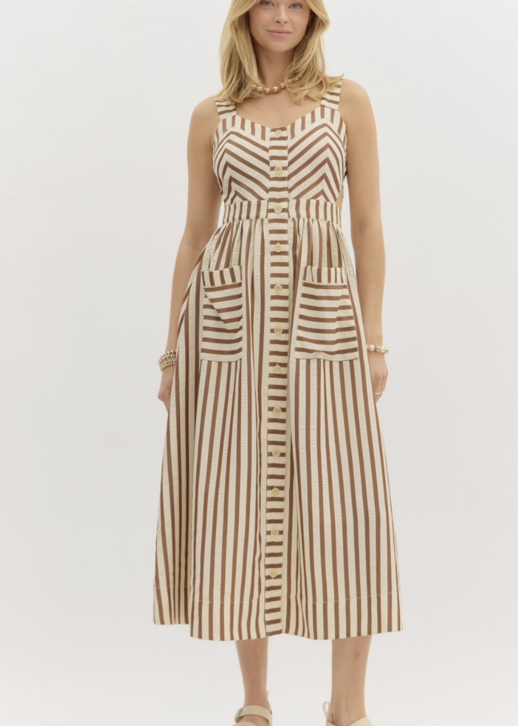 ETO ETO Button Down Stripe Midi