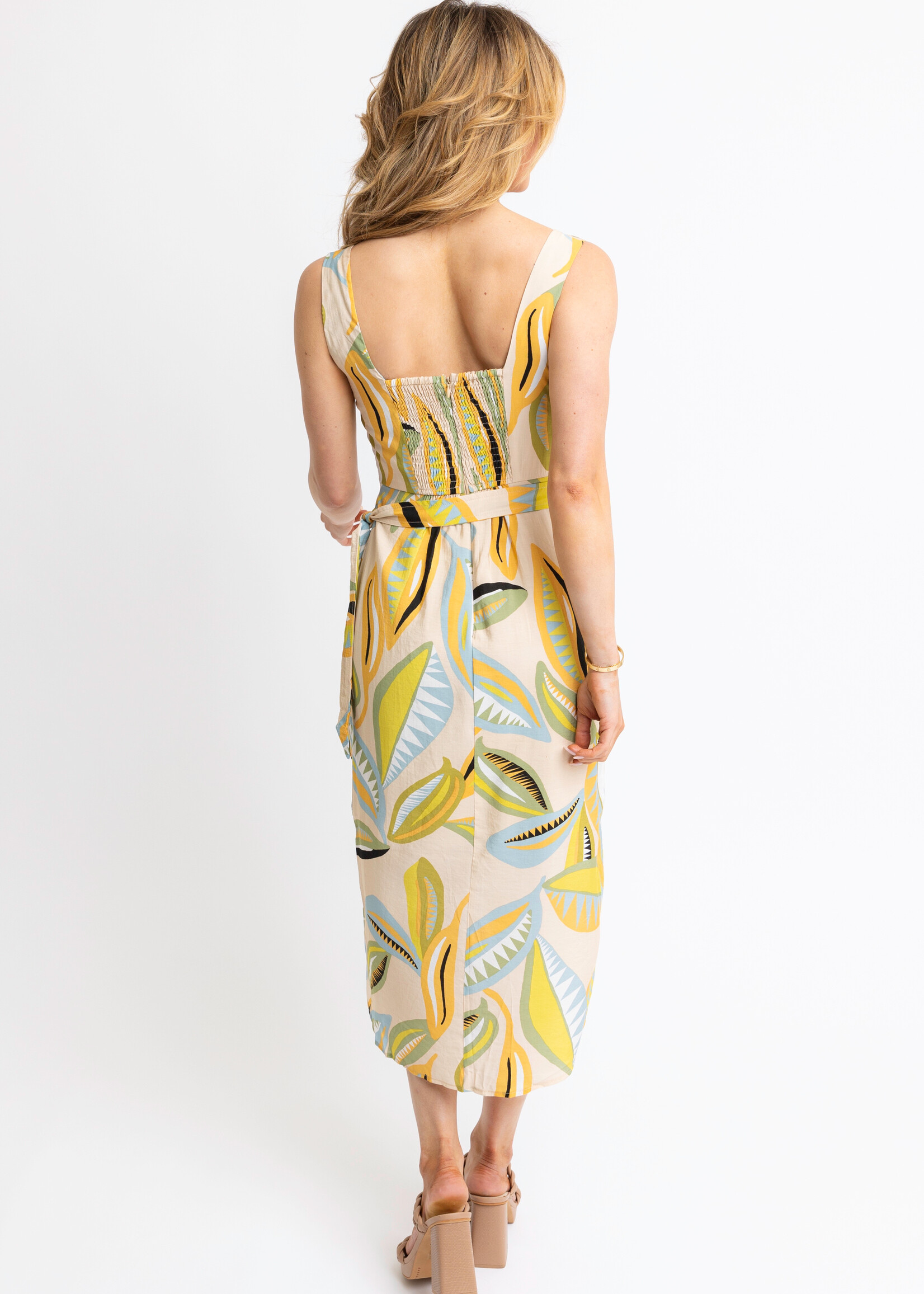 Karlie Karlie Abstract Leaf Wrap Midi
