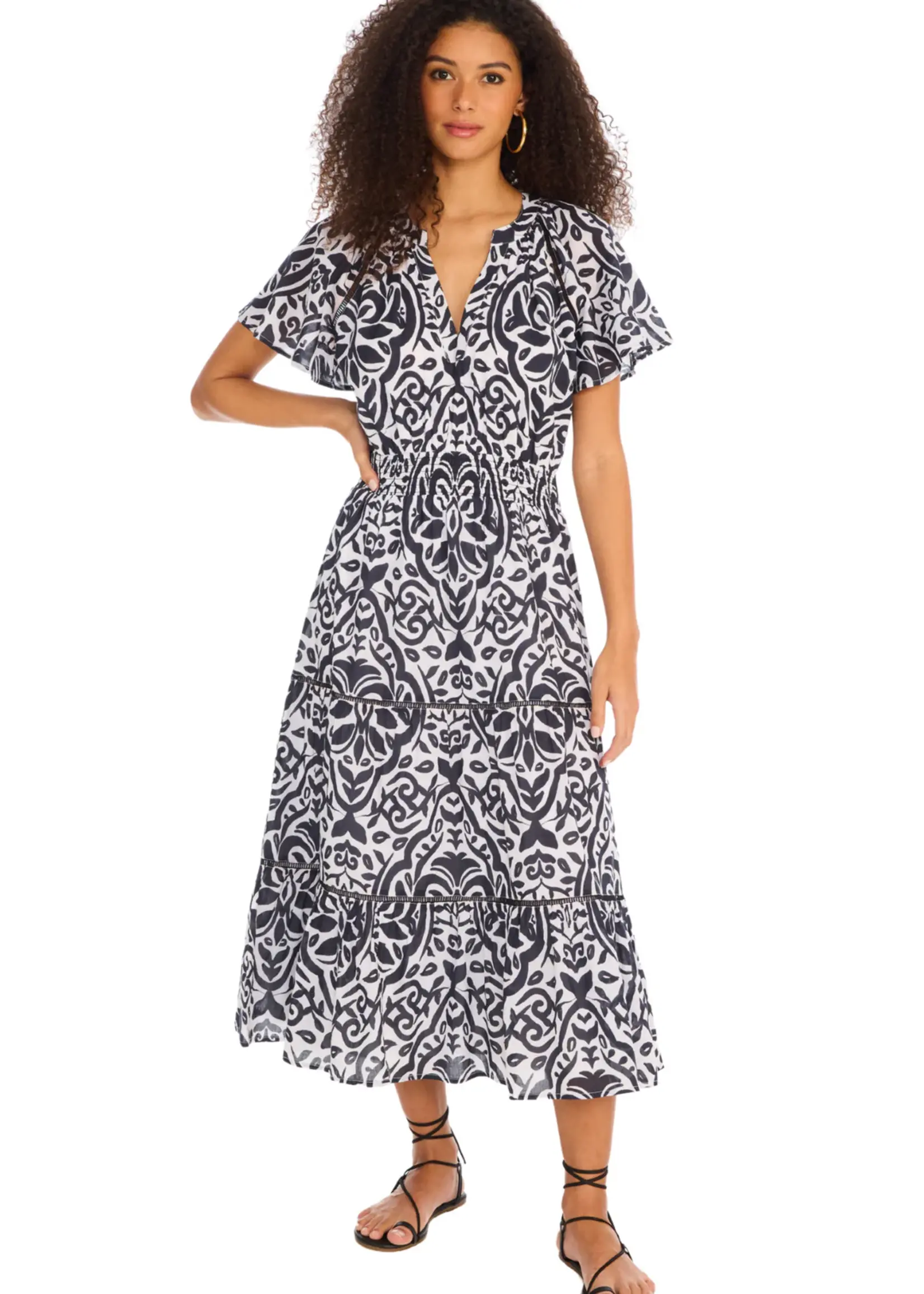 Allison Allison Elowen Damask Midi Dress