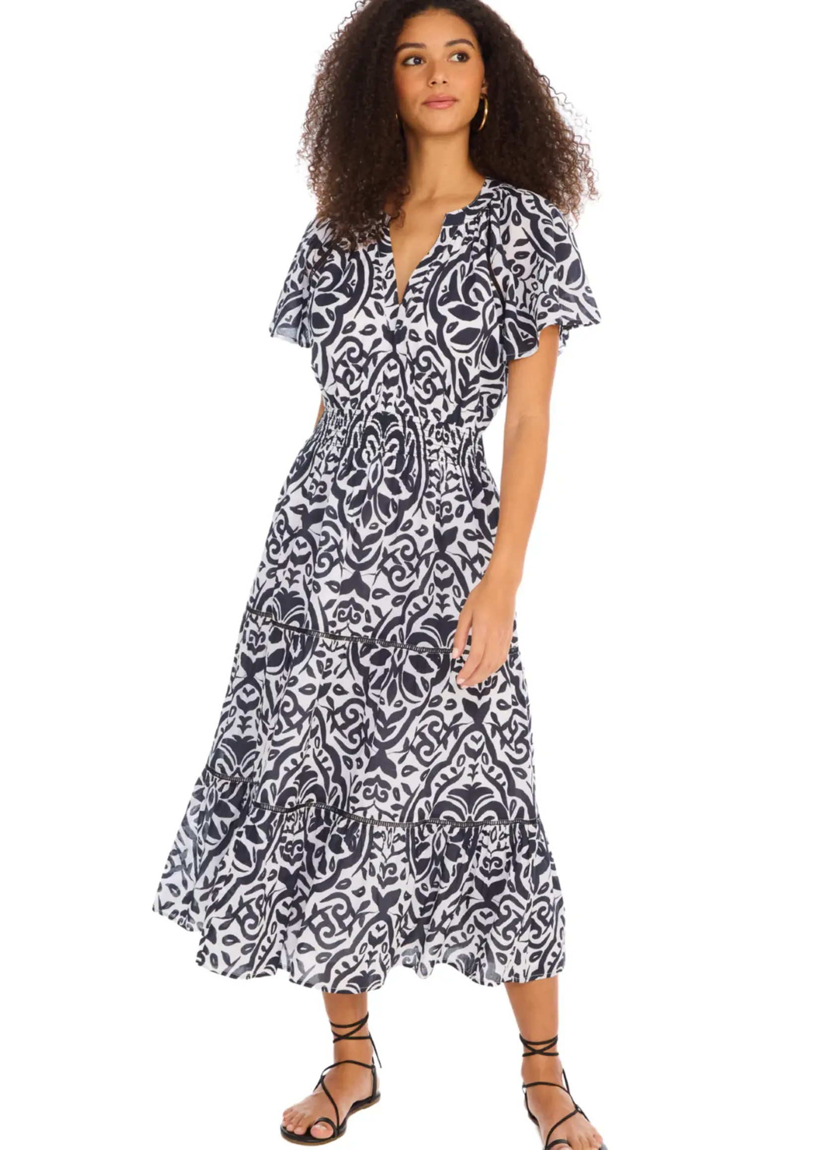 Allison Allison Elowen Damask Midi Dress