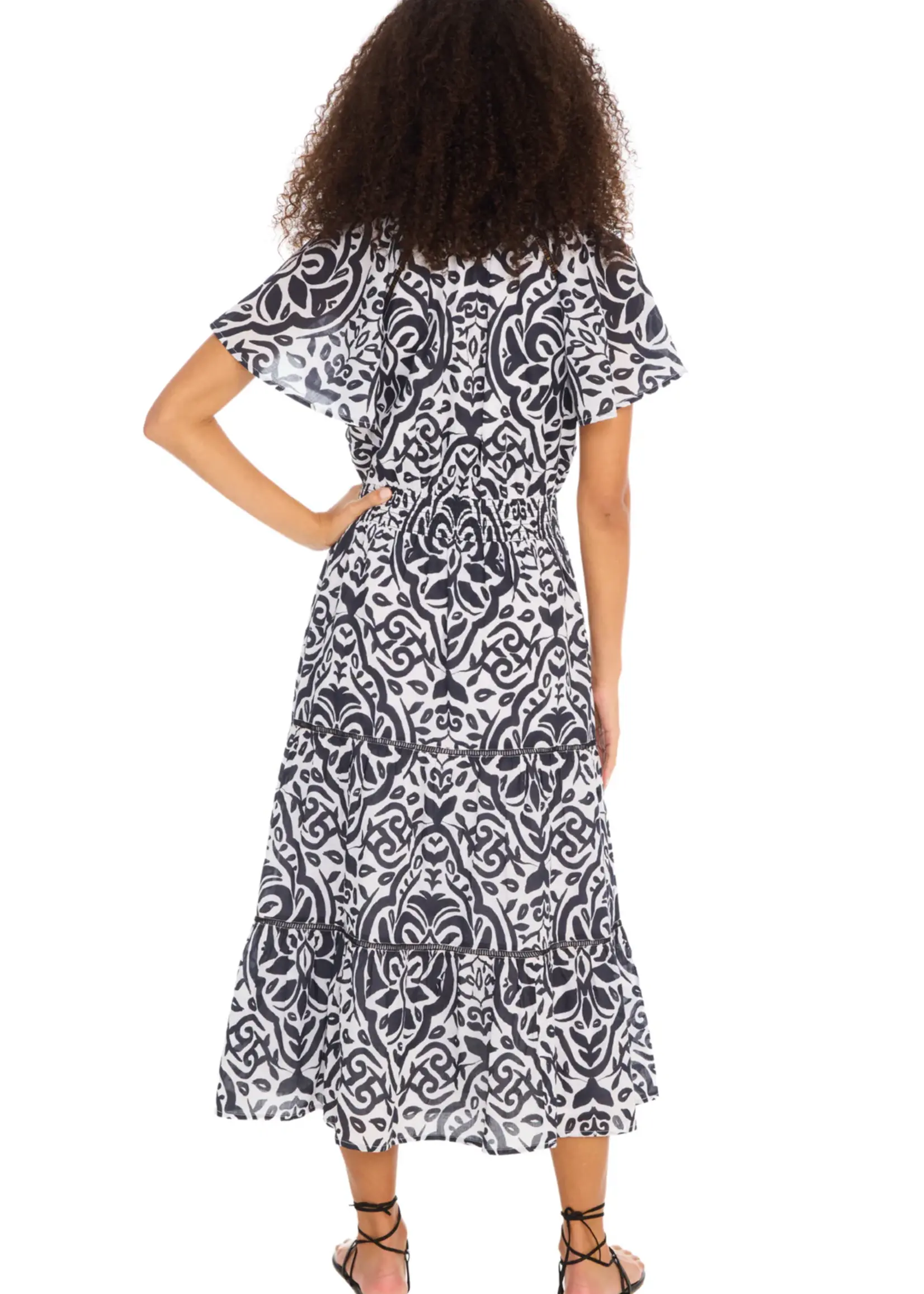 Allison Allison Elowen Damask Midi Dress