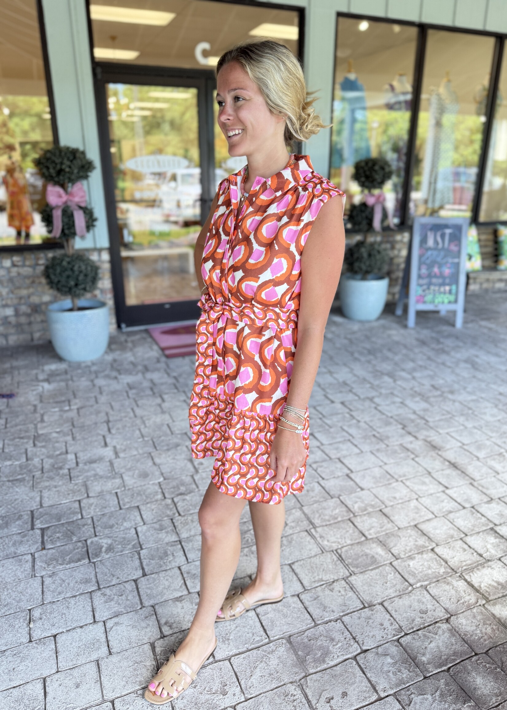 Joy Joy Joy Joy Sleeveless Shirt Dress