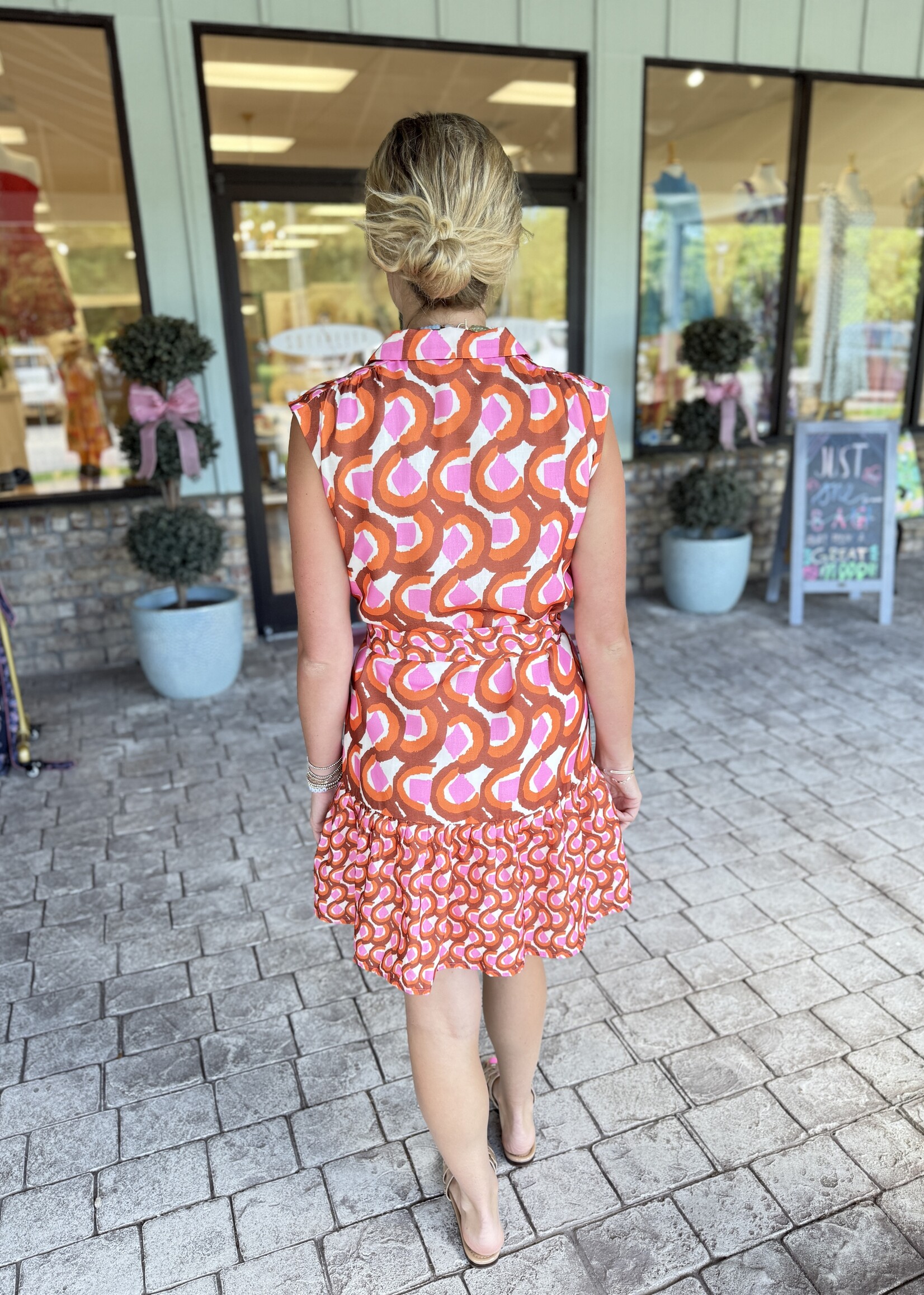 Joy Joy Joy Joy Sleeveless Shirt Dress