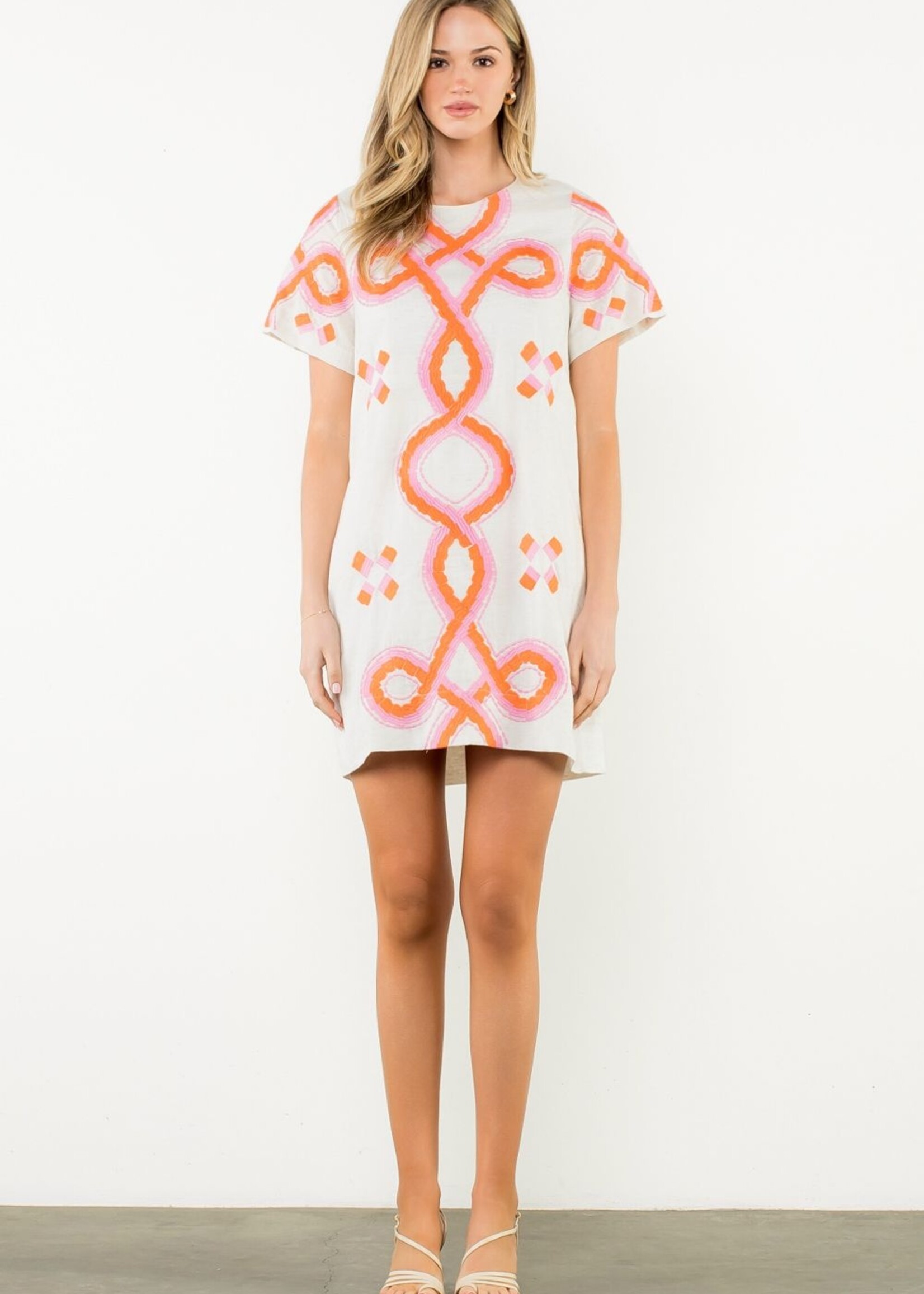 THML THML Short Slv Embroidered Shift