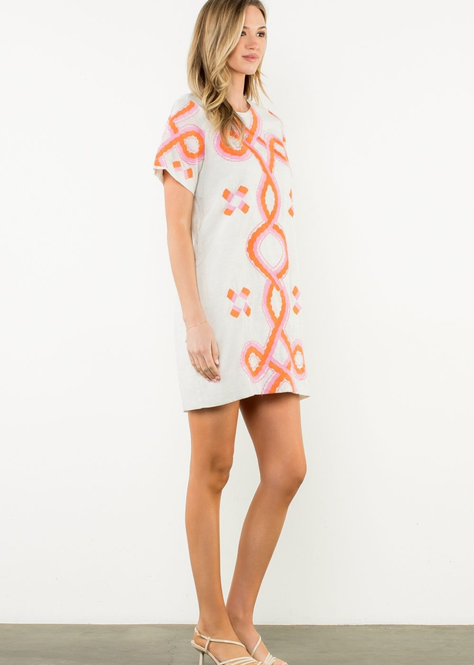 THML THML Short Slv Embroidered Shift
