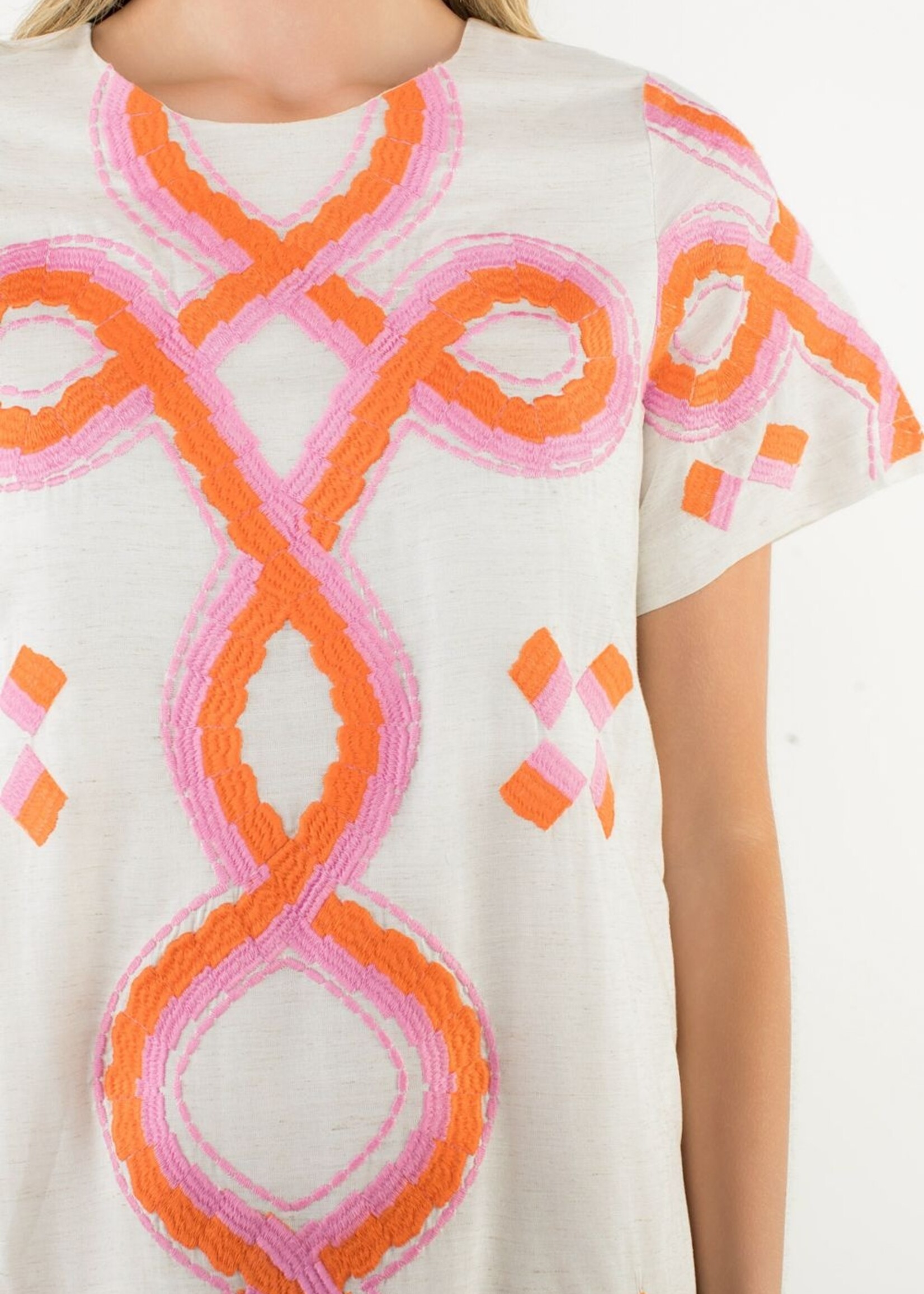 THML THML Short Slv Embroidered Shift
