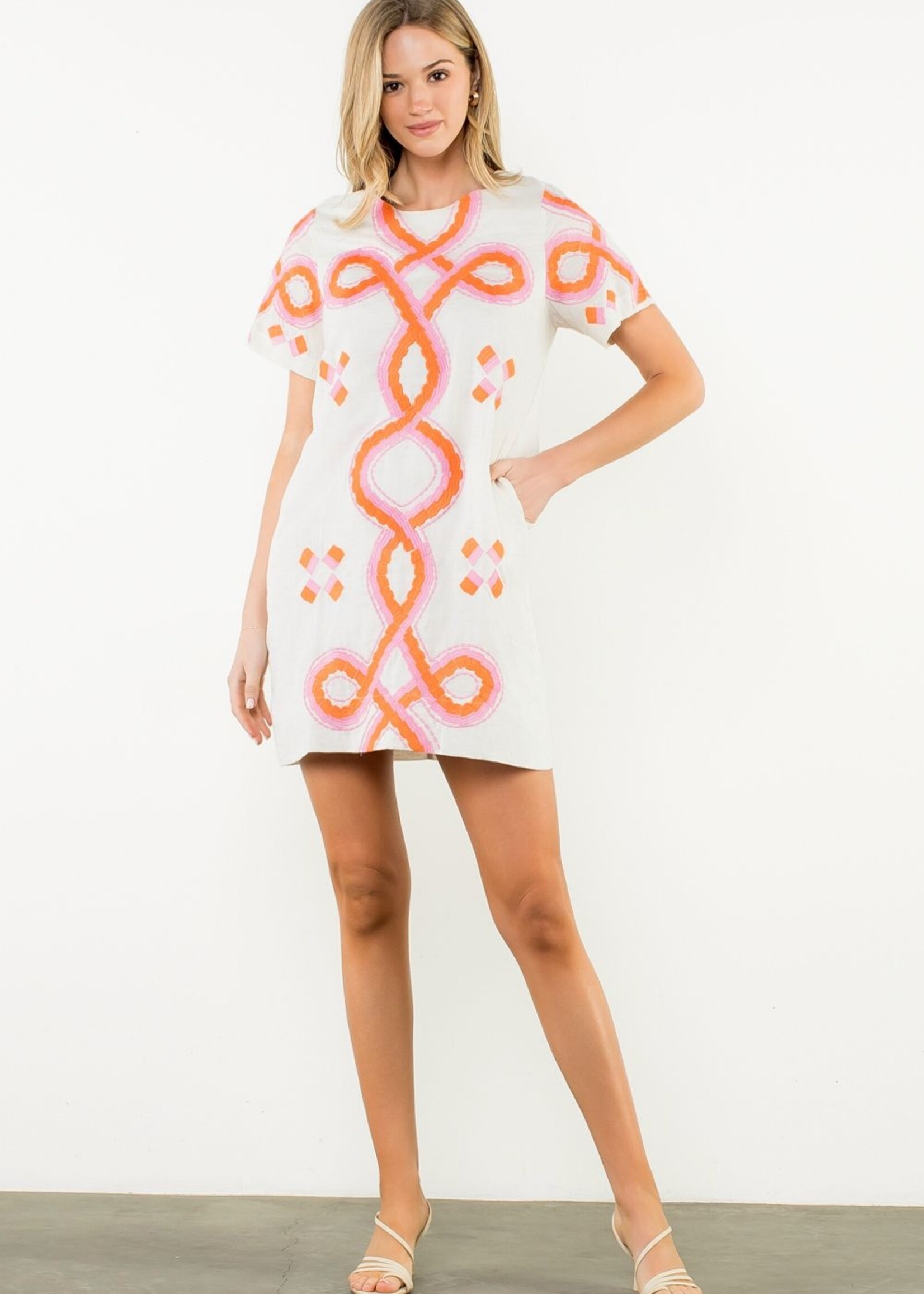 THML THML Short Slv Embroidered Shift