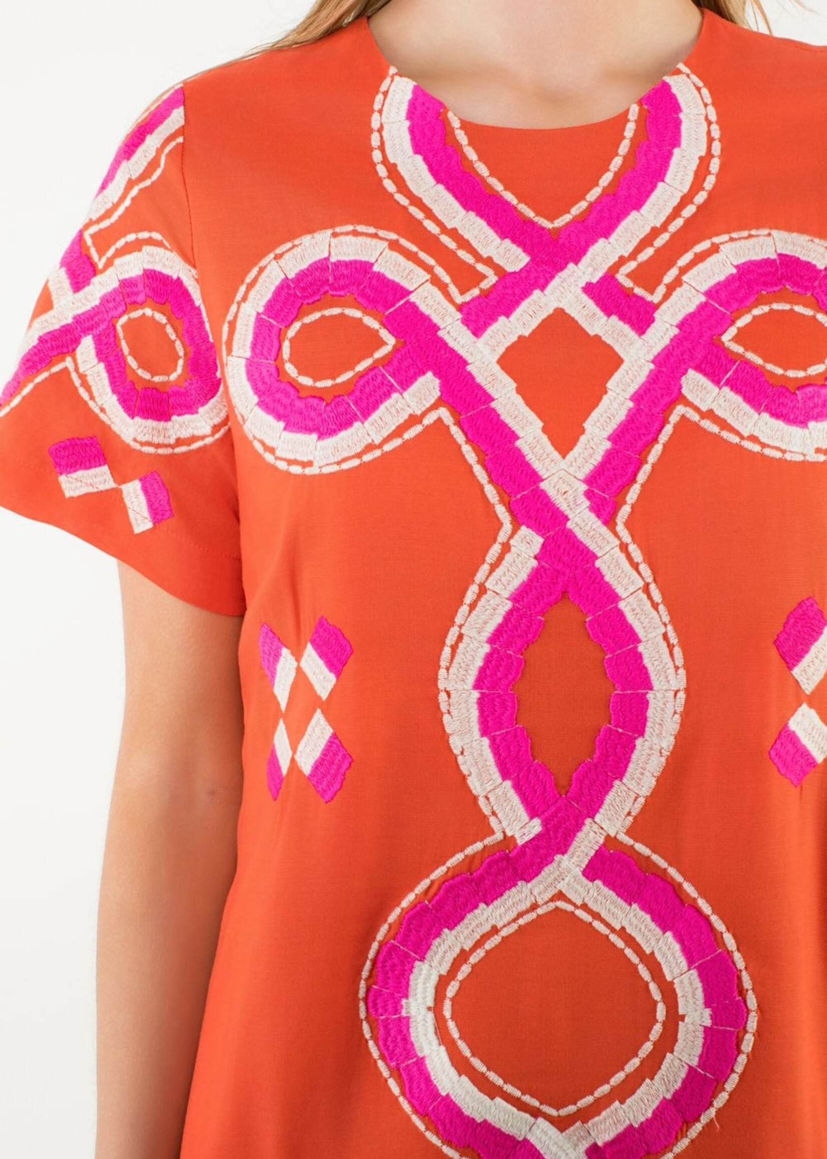 THML THML Short Slv Embroidered Shift
