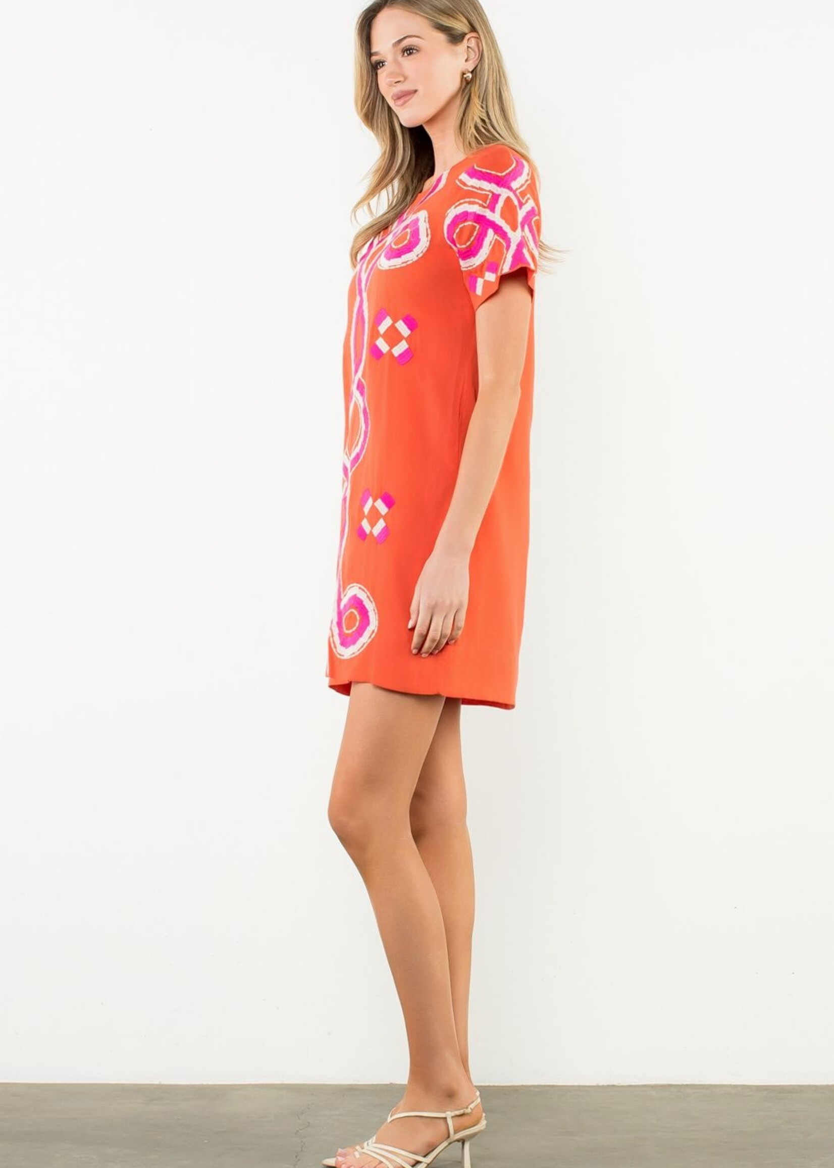 THML THML Short Slv Embroidered Shift