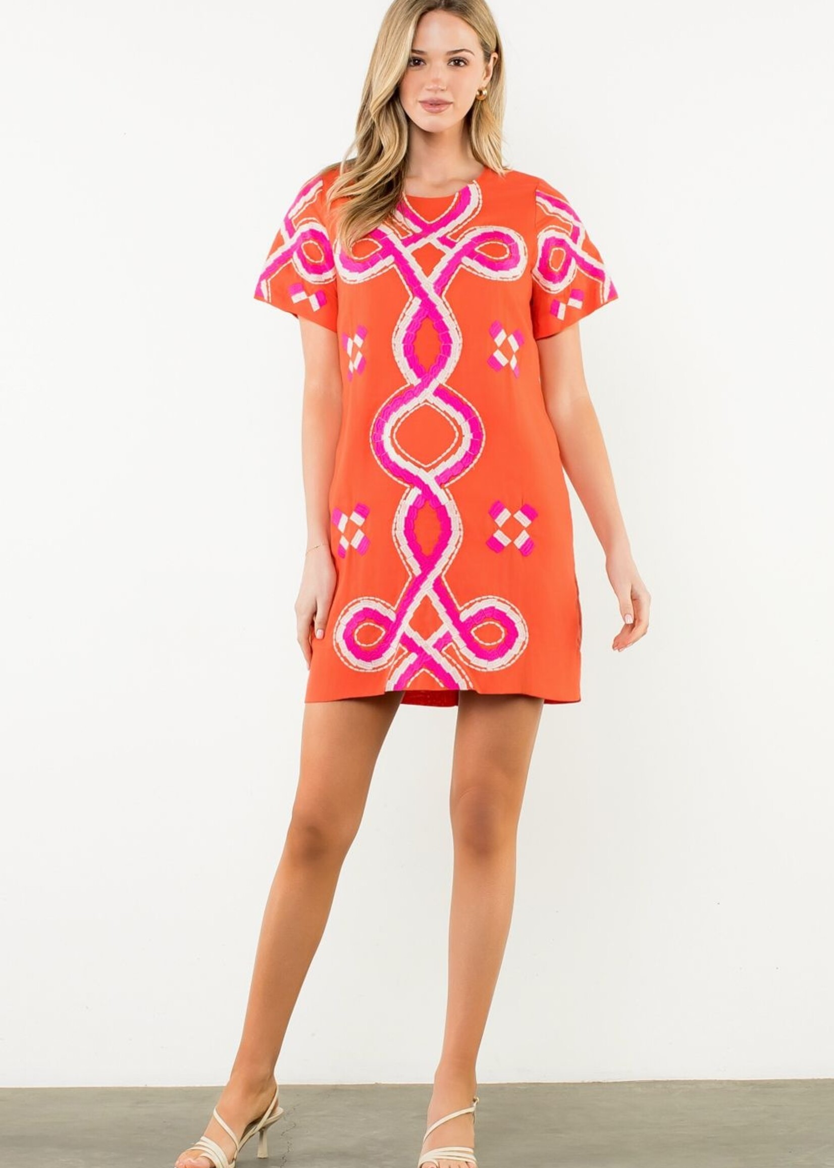 THML THML Short Slv Embroidered Shift