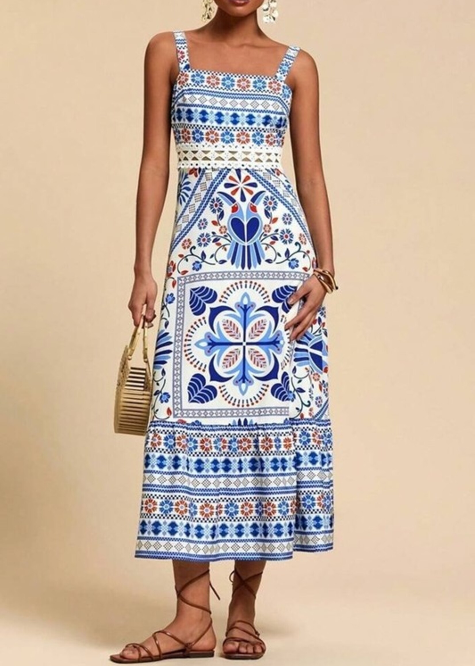 SU SU Square Nk Cutout Trim Midi