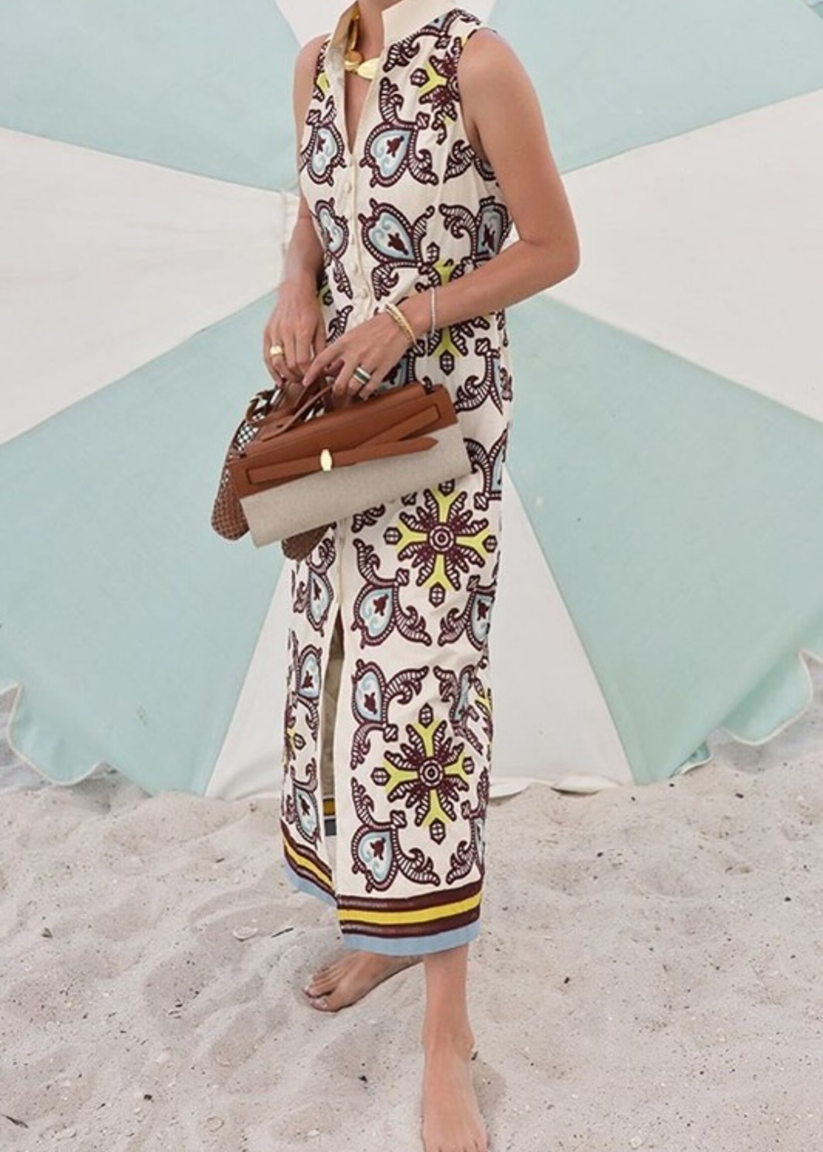 SU SU Button Down Collar Midi Dress