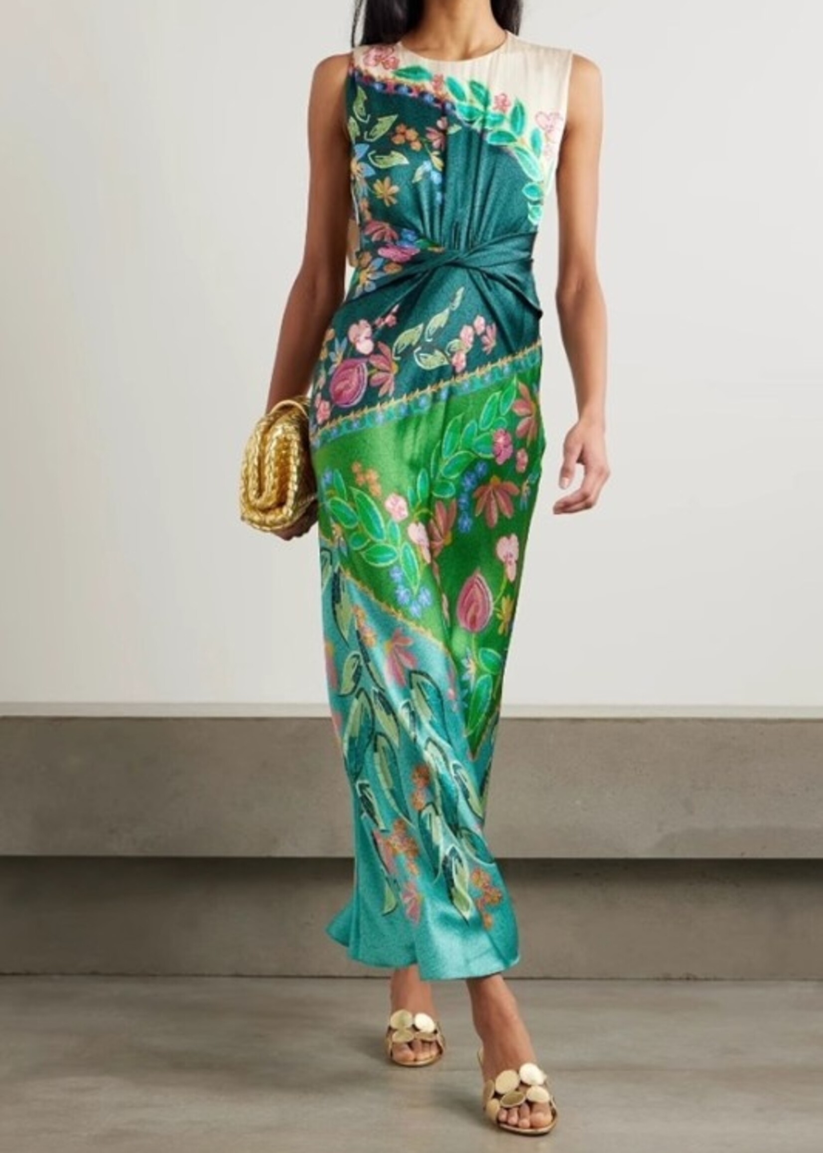 SU SU Satin Slvless Printed Maxi