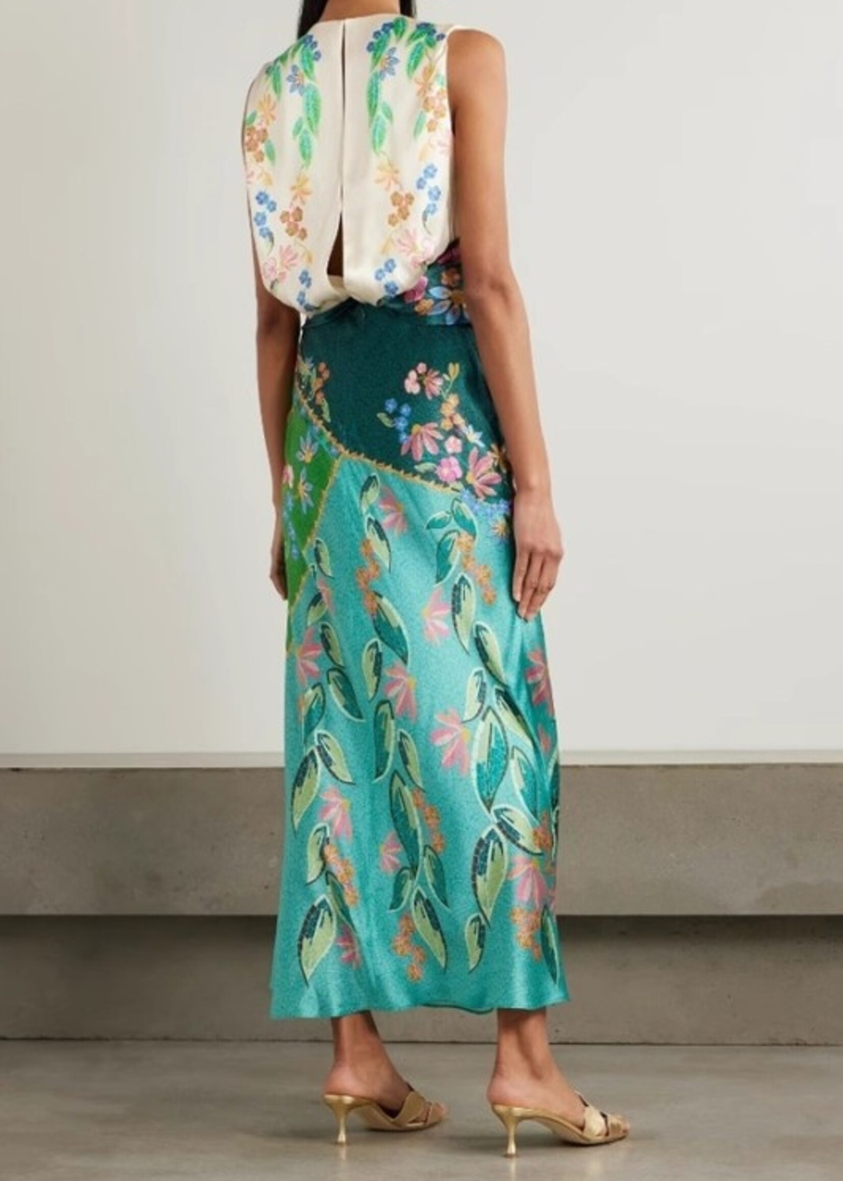 SU SU Satin Slvless Printed Maxi