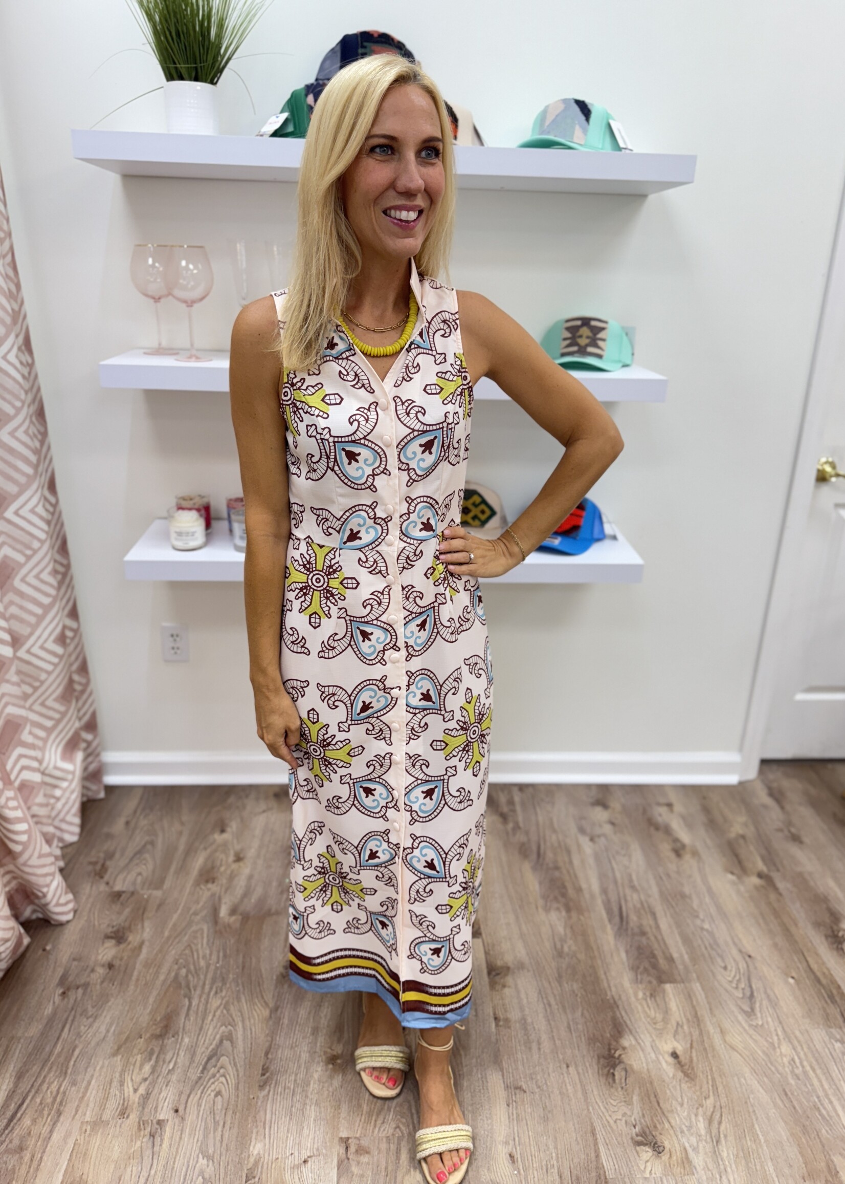 SU SU Button Down Collar Midi Dress