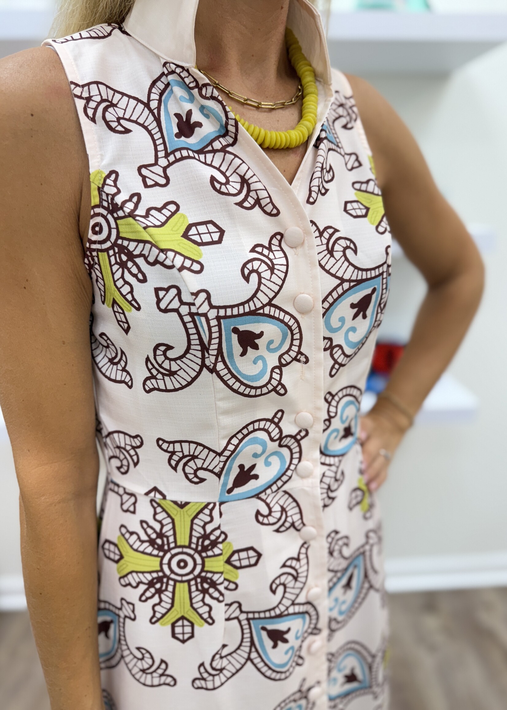 SU SU Button Down Collar Midi Dress