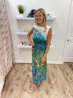 SU SU Satin Slvless Printed Maxi