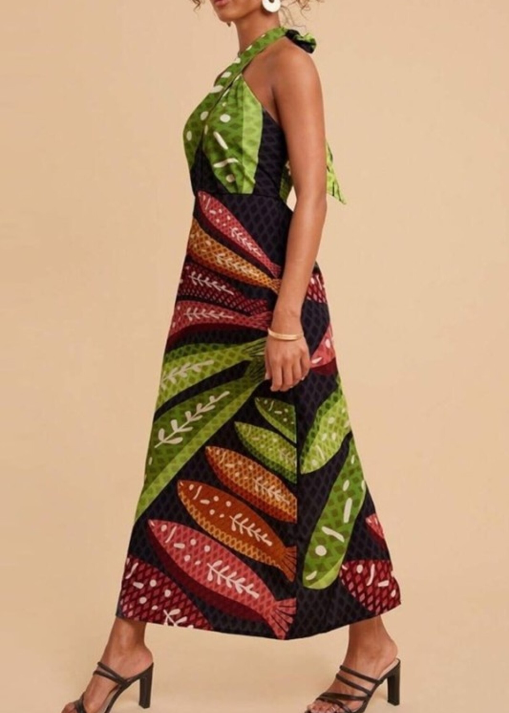 SU SU Leaf Print Halter Midi