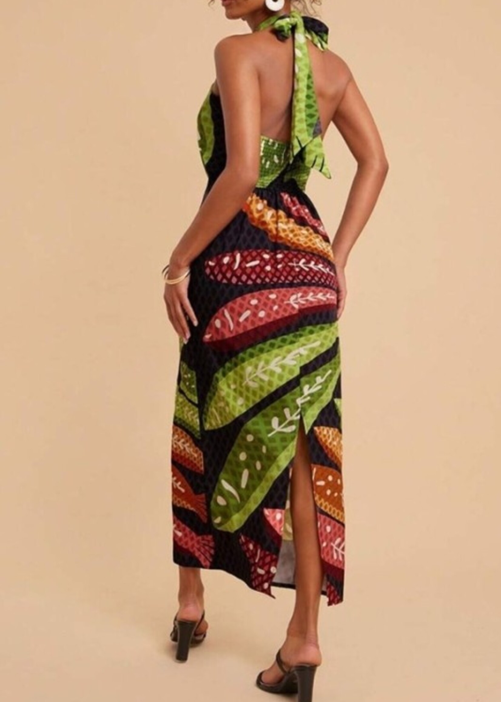 SU SU Leaf Print Halter Midi