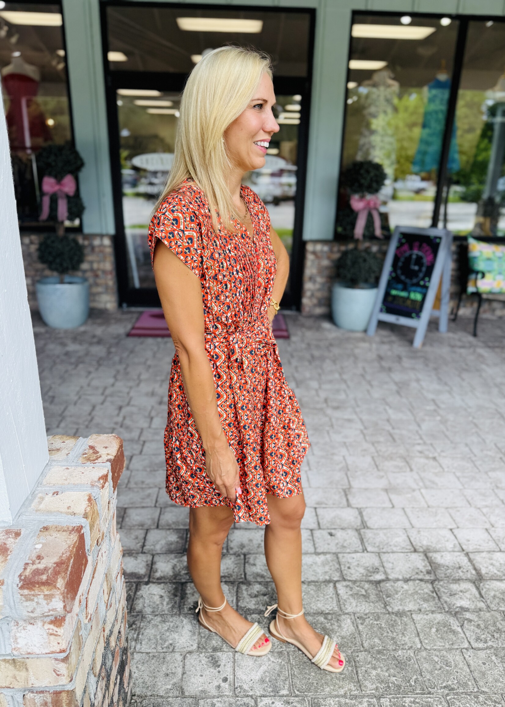 Joy Joy Joy Joy Pin Tuck Dress