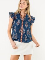 THML THML Floral VNeck Flutter Top