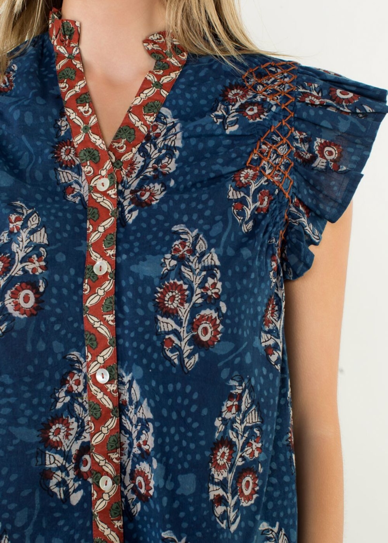 THML THML Floral VNeck Flutter Top