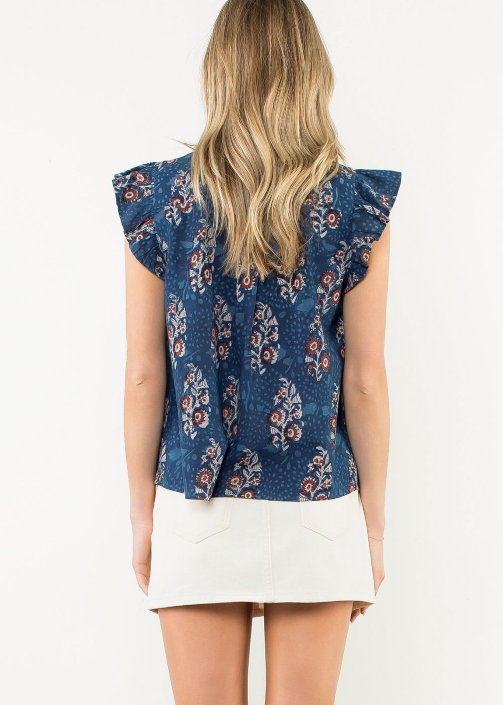 THML THML Floral VNeck Flutter Top