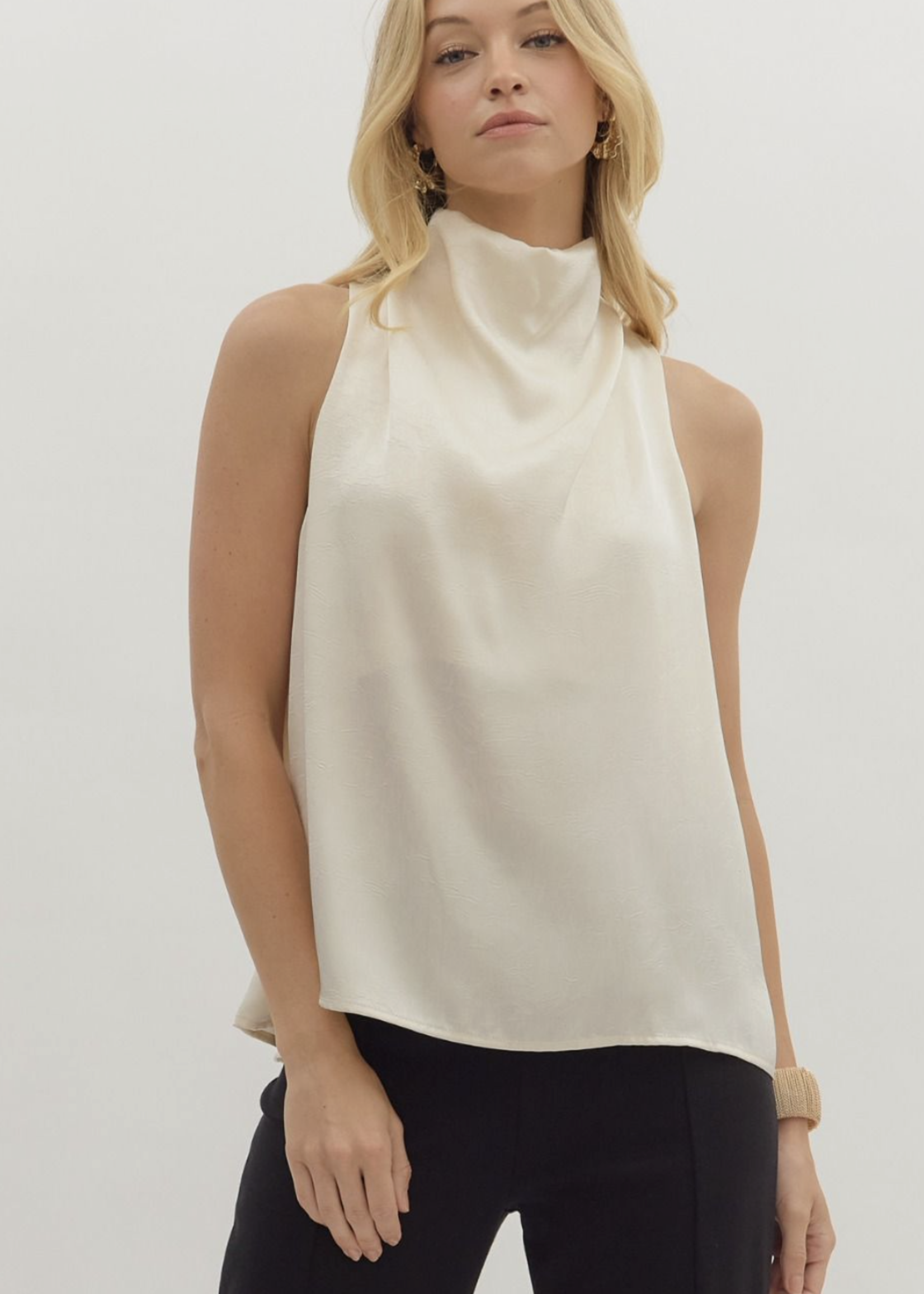 ETO ETO Drape Mock Neck Top