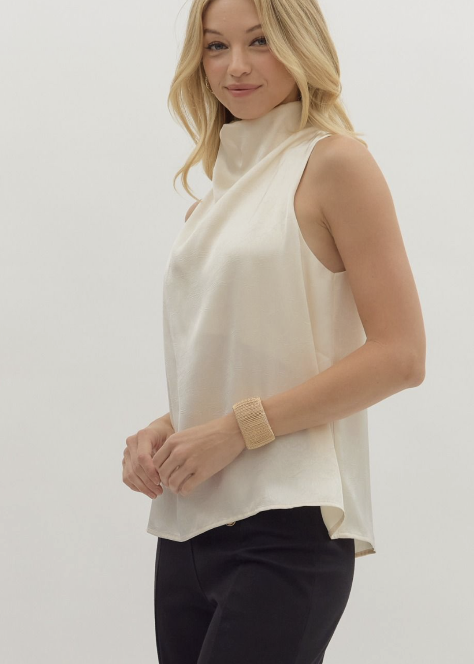 ETO ETO Drape Mock Neck Top