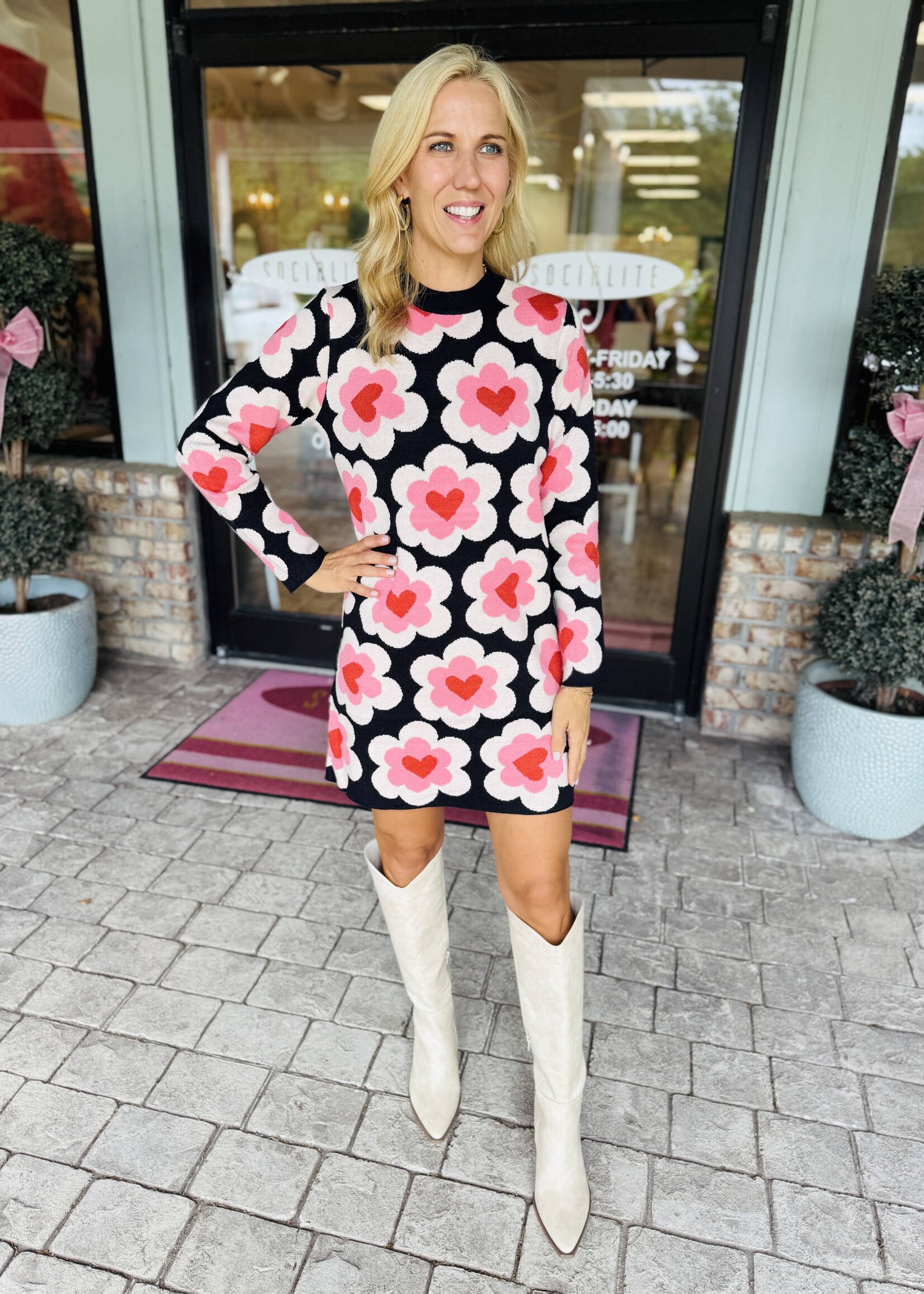 Compania Fantastica COMPAÑIA Heart Flower Sweater Dress